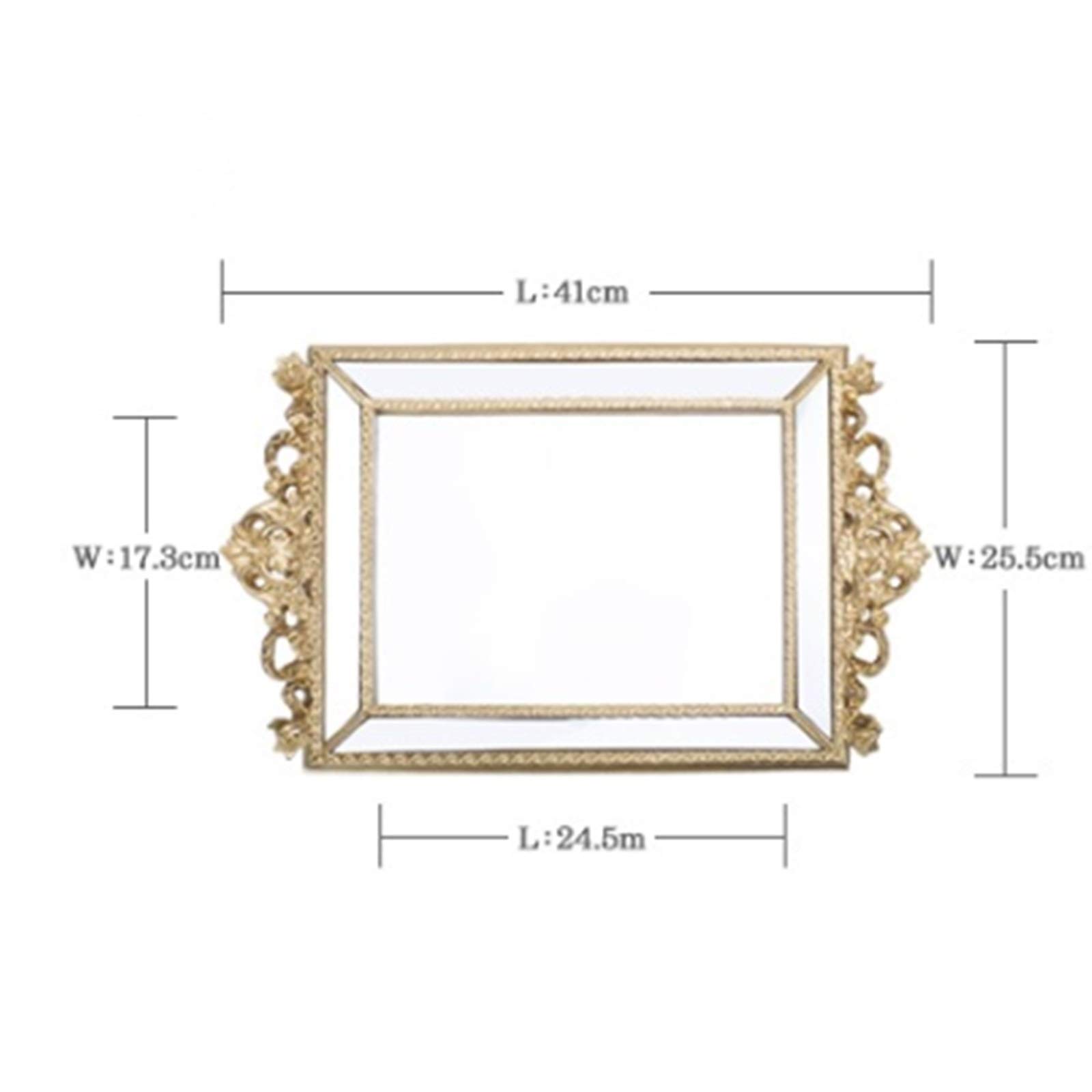 Gold Rectangular Mirror Serving Tray - 16.1