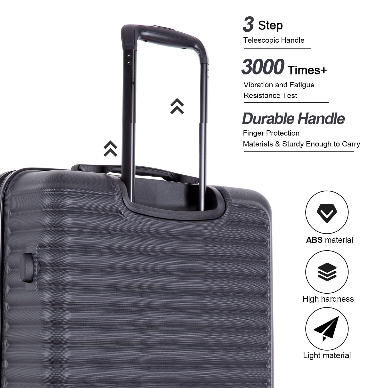 Durable Lightweight Hardshell Luggage Set with Spinner Wheels & TSA Lock - 3-Piece Carry-On Suitcase (20
