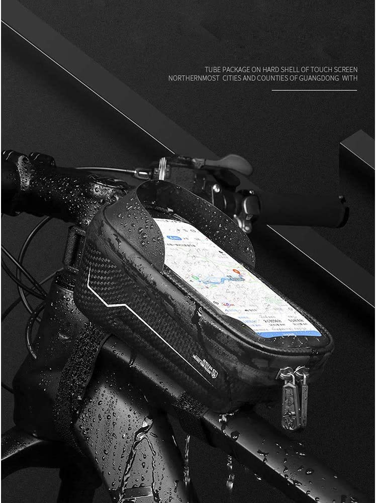 Waterproof Bike Pouch - Front Frame & Top Tube Handlebar Cycling Storage Bag | EVA Material | Fits Phones Up to 6.0 Inches | Perfect for Commuting, Mountain Biking & Outdoor Adventures