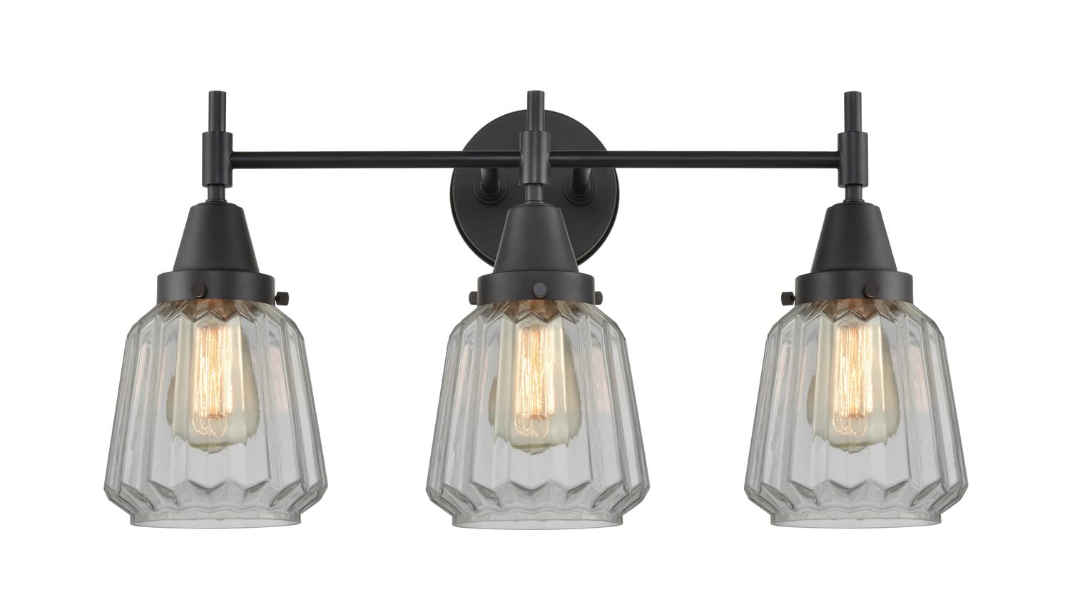 Innovations 447-3W-BK-G142-LED Transitional LED Bathroom Vanity Light Fixture in Black Finish - Modern Lighting for Bathroom, Powder Room, or Dressing Area
