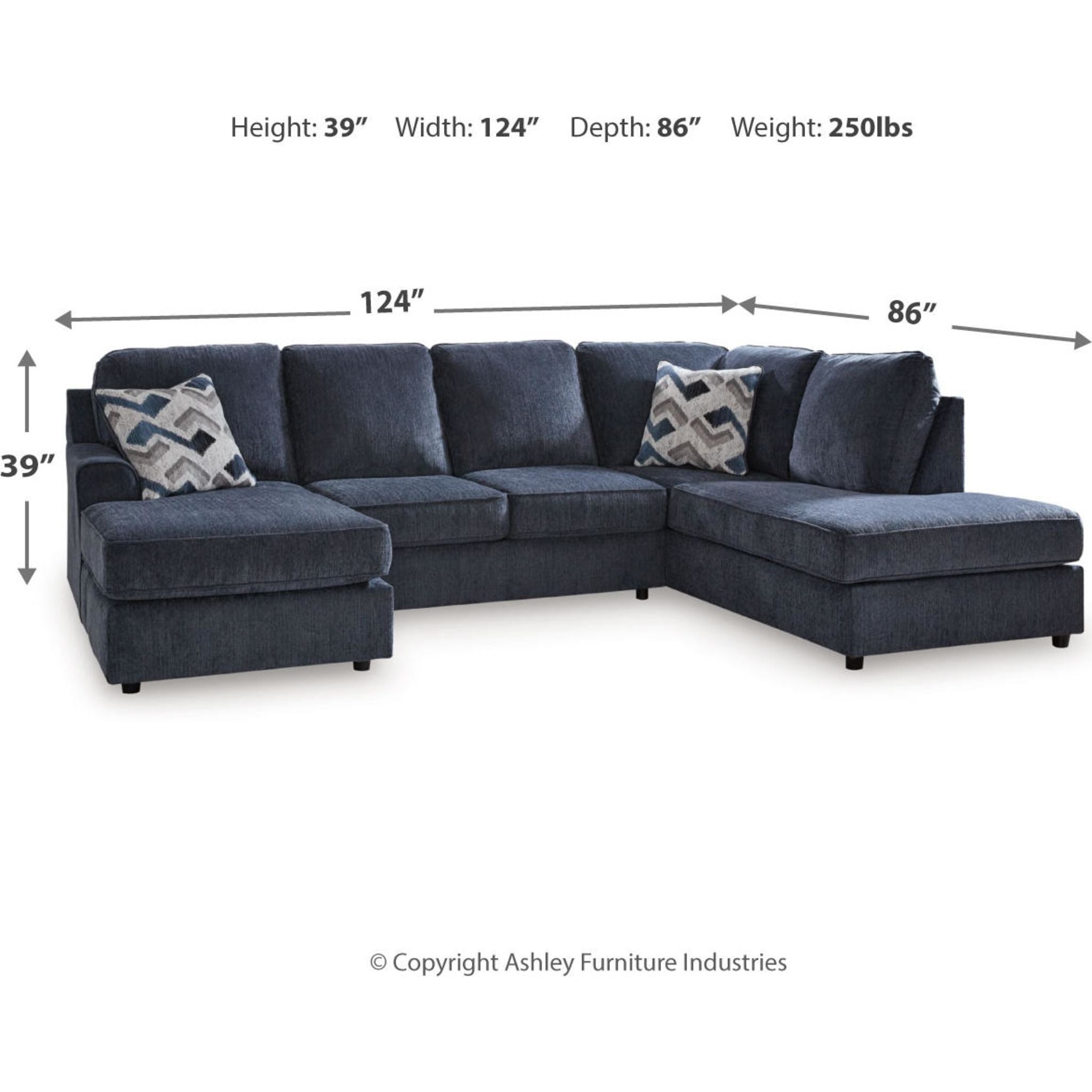 Albar Place 2-Piece Sectional Sofa with Chaise Lounge - Modern L-Shaped Couch for Living Room, Apartment & Small Spaces