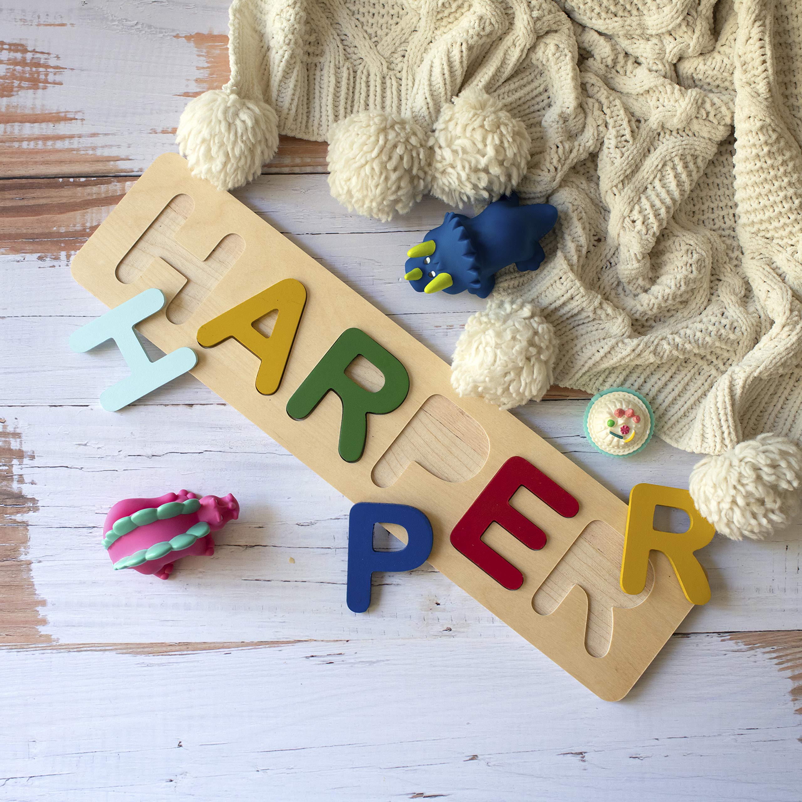 Personalized Wooden Name Puzzle for Toddlers - Custom Up to 12 Letters, Early Learning Educational Toy for Baby Boys & Girls | Easter Gift, Birthday Present, Montessori Classroom Activity