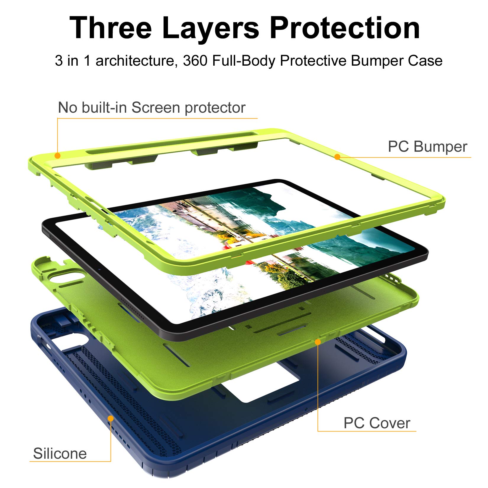 Shockproof iPad Air 4 Case 2020 & iPad 10.9 Case with Pencil Holder - 3-Layer Protective Cover for 4th Gen iPad Air (Supports 2nd Gen Apple Pencil Charging) | Perfect for Work, School & Travel Protection
