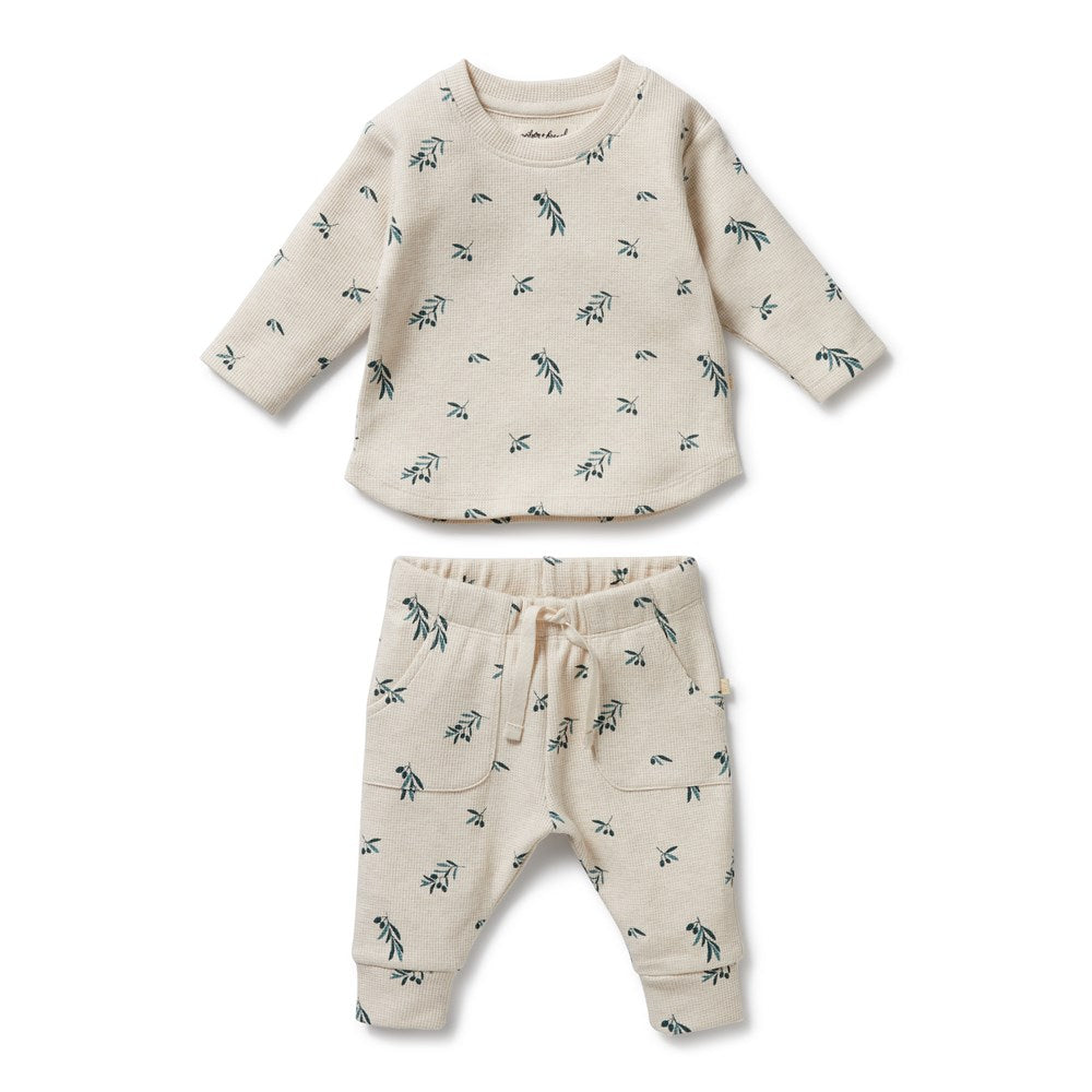 Organic Waffle Set for Babies & Toddlers - Little Olive Soft Cotton Waffle Knit Outfit - Perfect for Playtime, Sleepwear & Photo Shoots