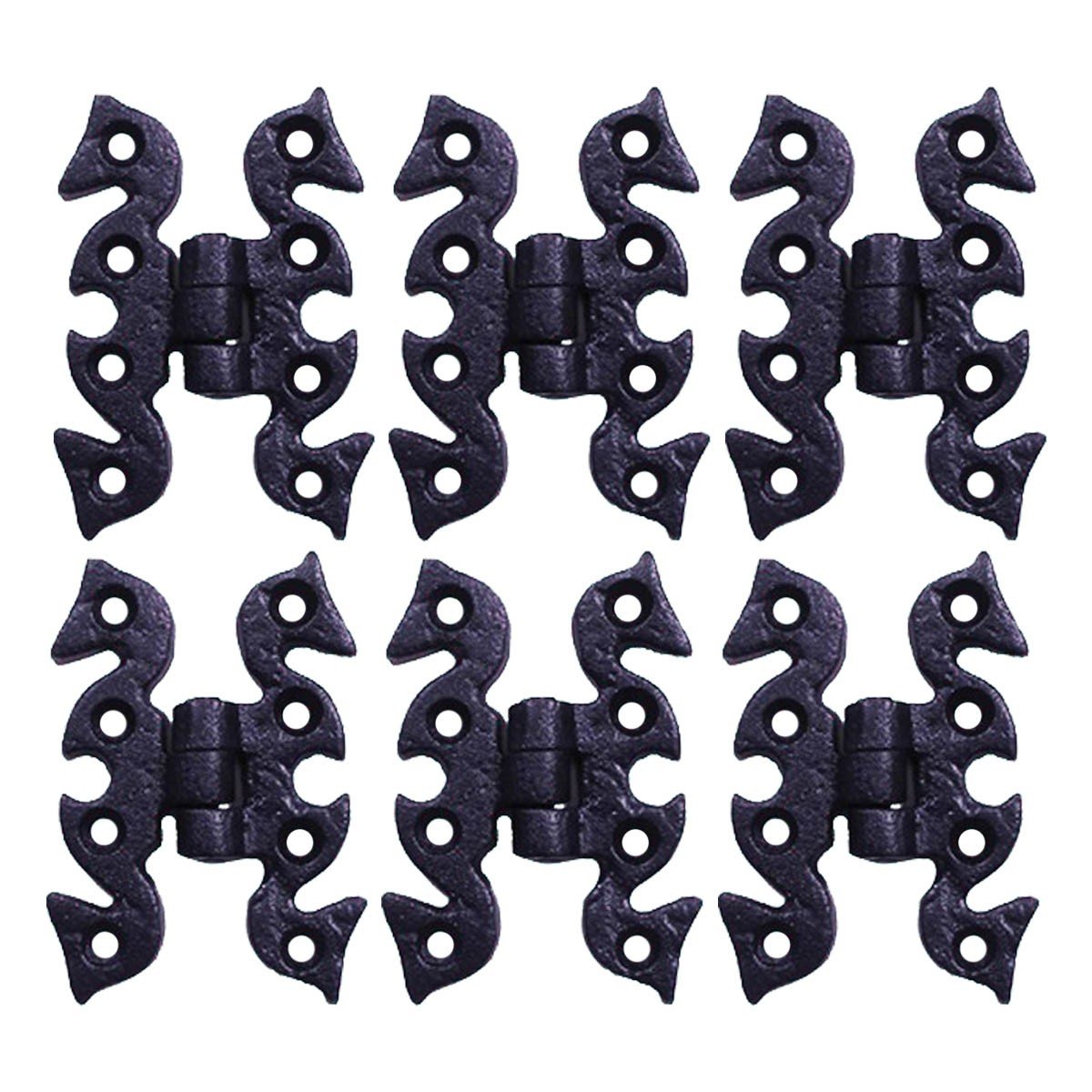 Black Cabinet Hinges 2-3/4 Inch - Rust Resistant Wrought Iron Butterfly Flush Mount Hinges for Kitchen Cabinets (Pack of 6) - Perfect for Cabinet Door Installation and Renovation Projects