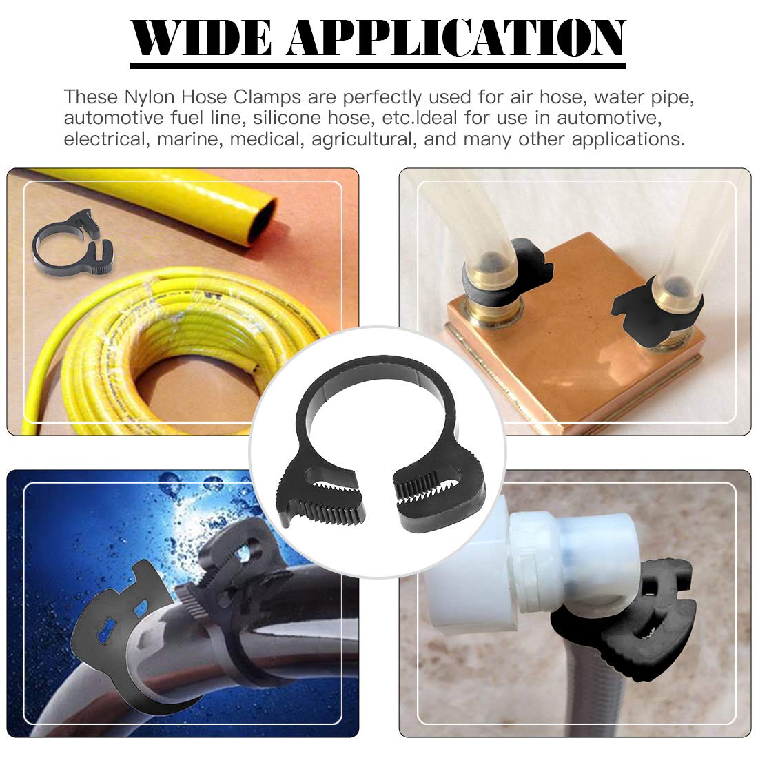 Glarks 290Pcs Fuel Line Hose Clamps Kit & 121Pcs Heavy Duty Nylon Hose Clamps Set - 8 Sizes for Automotive, Marine, Plumbing, and Home Repair Applications