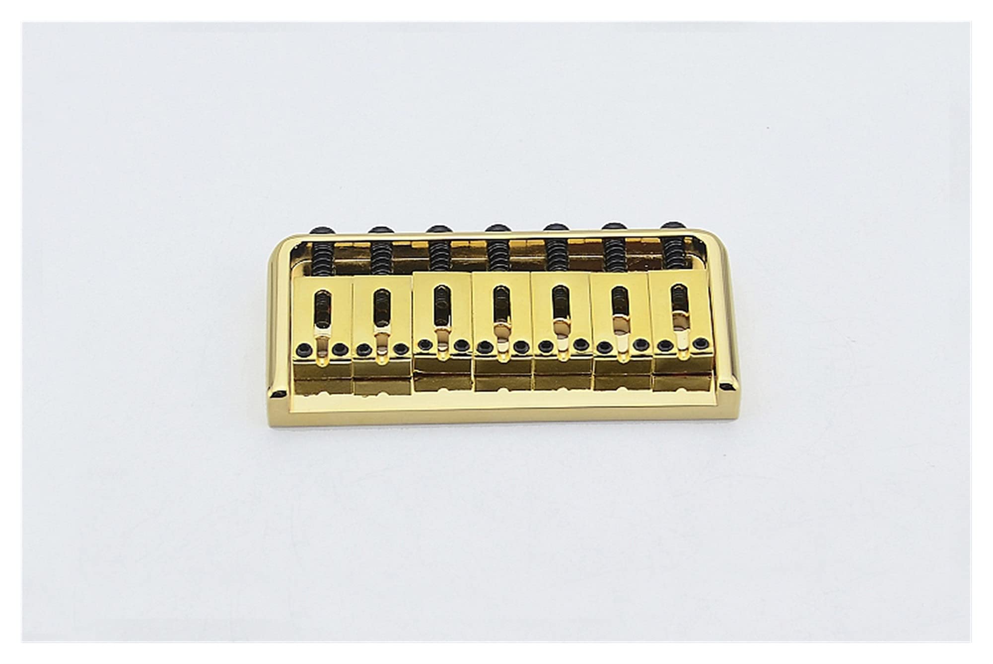 7-String Electric Guitar Bridge Saddle Set - Stainless Steel Fixed Bridge with Gold Tailpiece for Enhanced Tone & Sustain | Perfect for Metal, Rock & Studio Recording