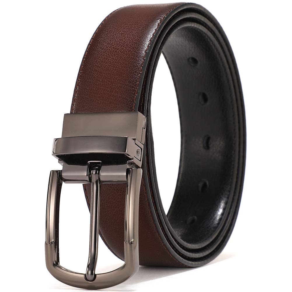 Men's Big & Tall Leather Belts - Black & Brown Reversible Dress Belt for Formal & Casual Wear | Perfect for Office, Business, Wedding & Everyday Use
