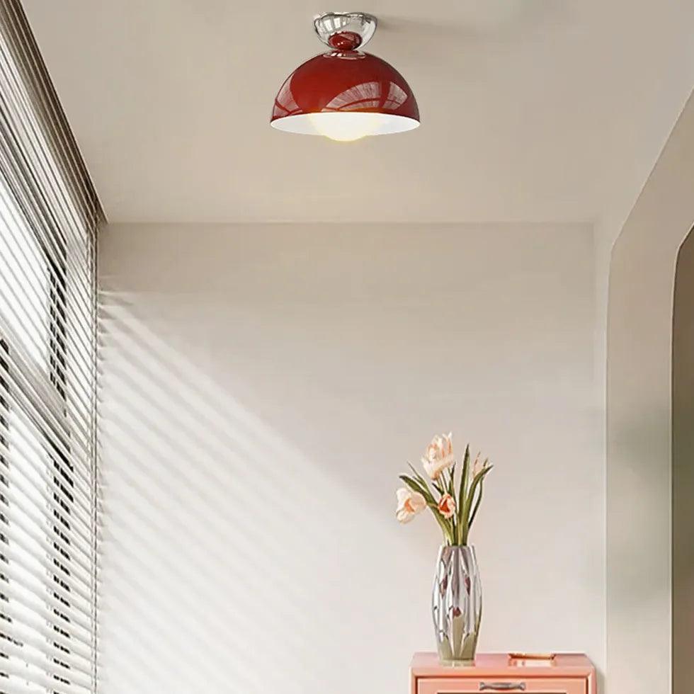 Red Semispherical LED Recessed Ceiling Light - Modern Hallway Lighting Fixture for Home & Office Decor