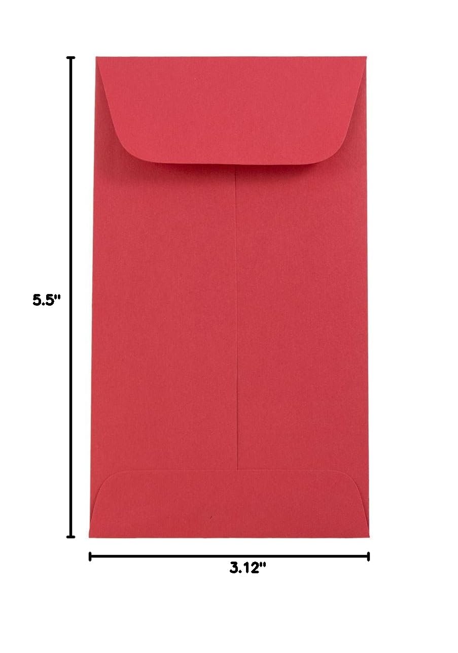 JAM PAPER #5.5 Coin Colored Business Envelopes - 3 1/8 x 5 1/2 Inches - Red Recycled Paper - Bulk Pack of 500 - Perfect for Mailing Coins, Gift Cards & Small Documents