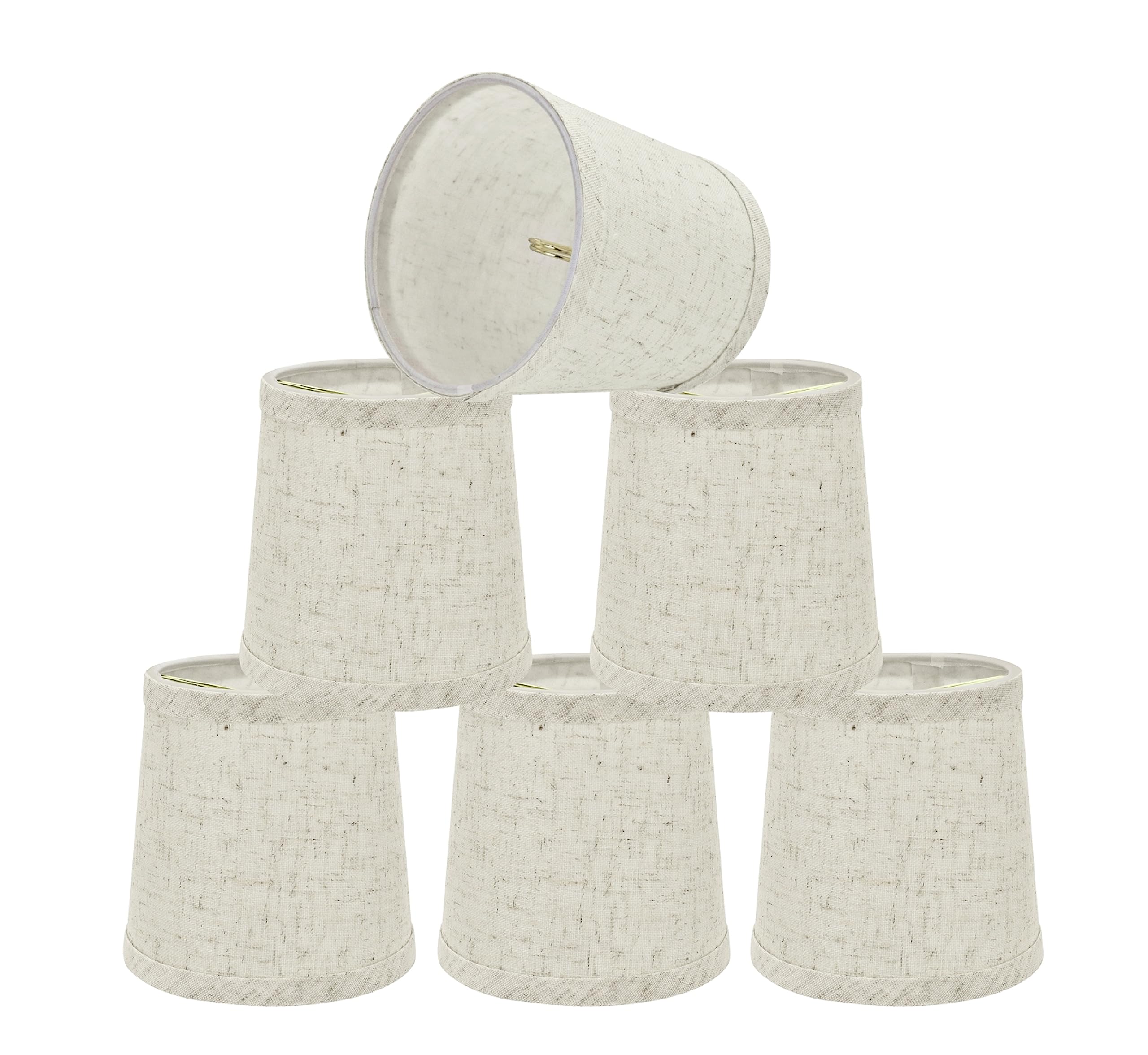 Aspen Creative 6-Pack Small Hardback Empire Chandelier Clip-On Lamp Shades - Transitional Flaxen Design, 5
