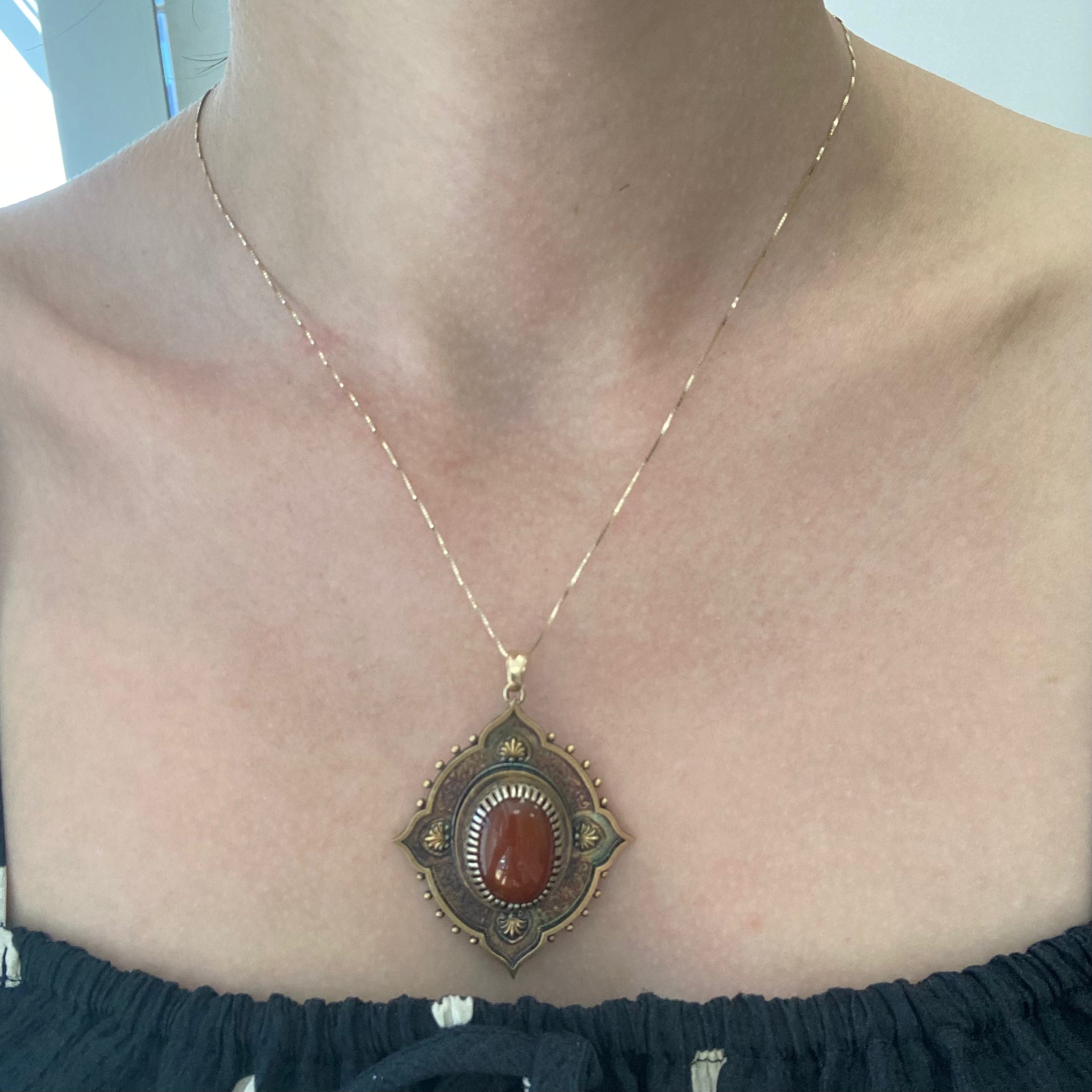 100 Ways Carnelian Cabochon Pendant | 11.25ct Natural Gemstone Jewelry | Handmade Beaded Necklace for Women | Perfect for Meditation, Healing & Boho Fashion