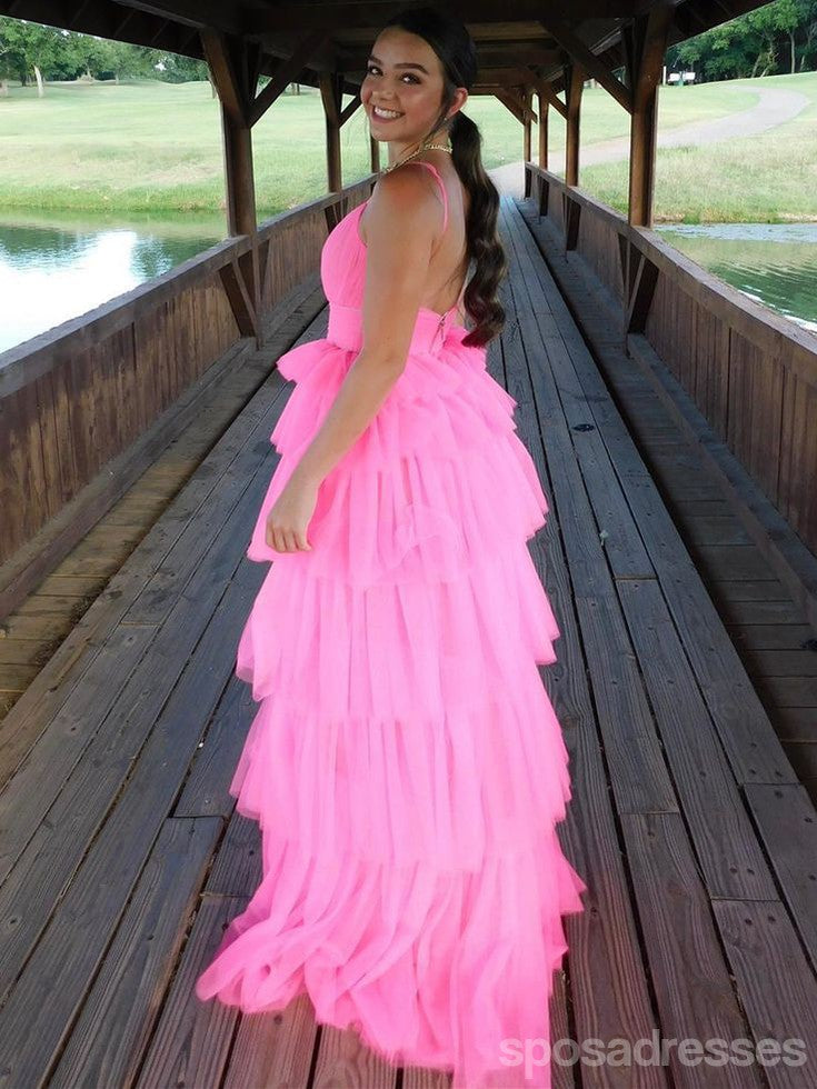 Elegant Pink A-Line Spaghetti Strap Maxi Prom Dress for Women - Perfect for Evening Parties, Weddings & Formal Events