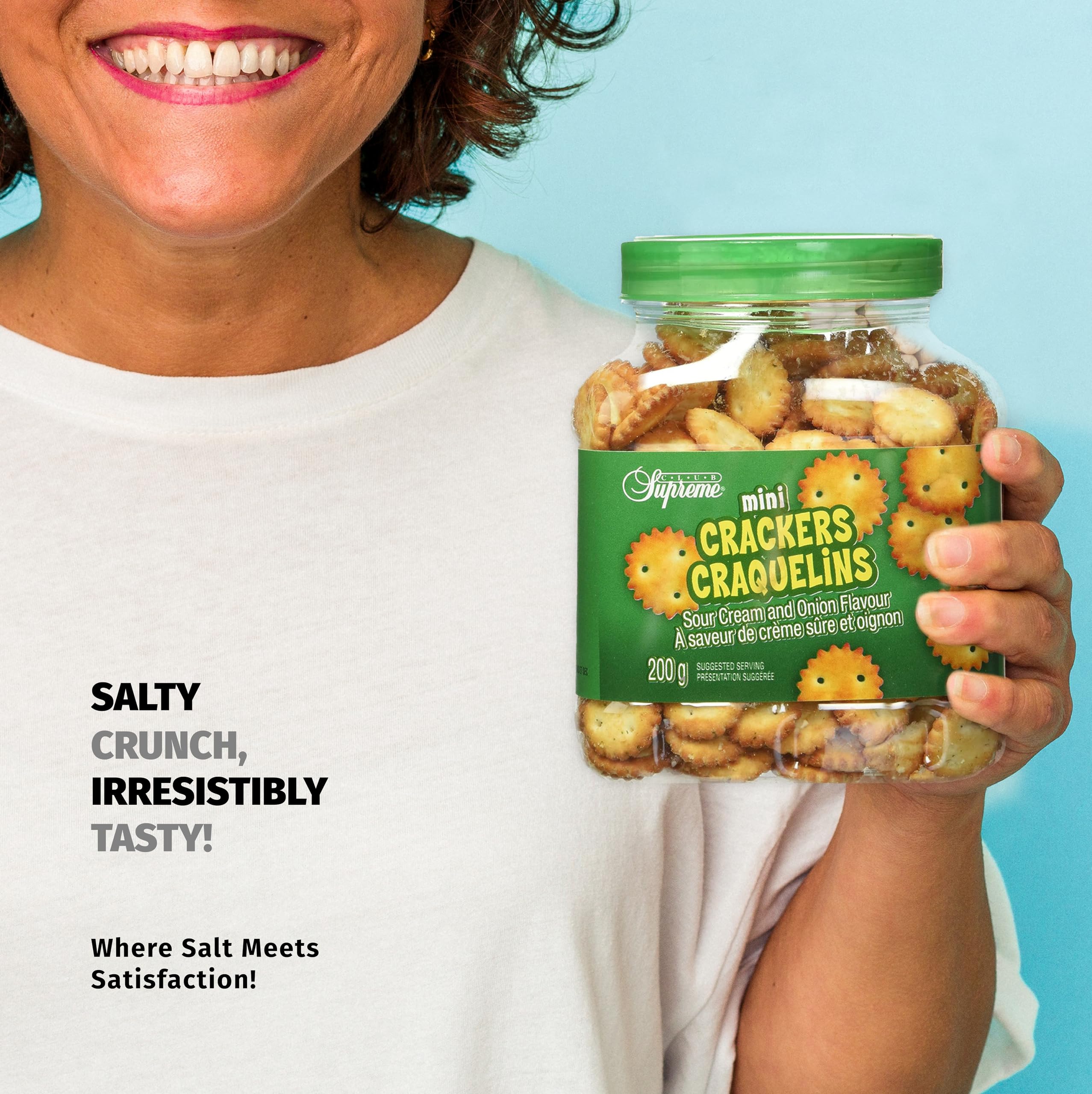 Club Supreme Premium Mini Crackers - Sour Cream & Onion Flavor, Buttery Crispy Snacks (200g) | Perfect for Parties, School Lunches & On-the-Go Snacking
