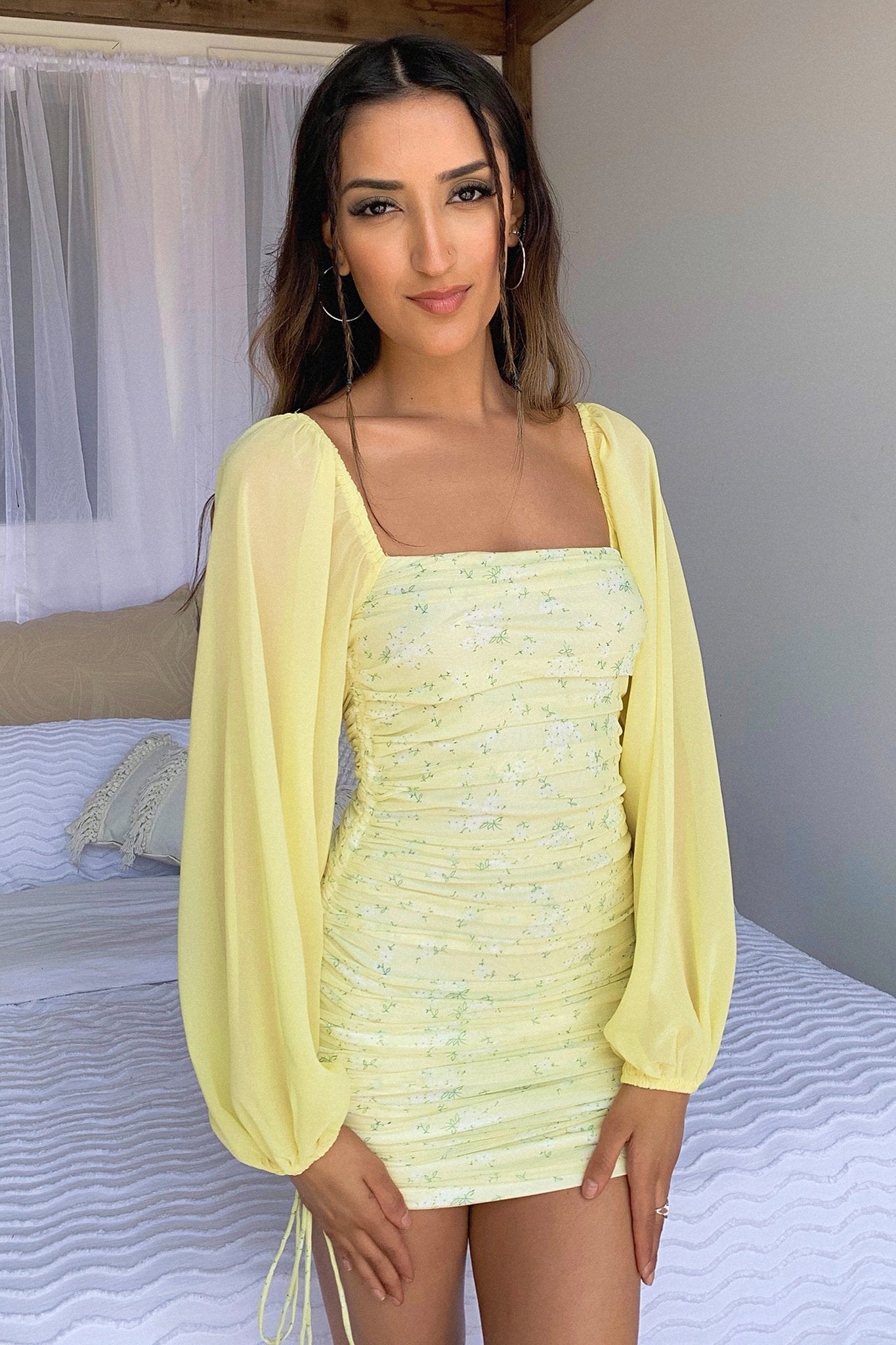 Lorde Yellow Floral Dress - Women's Summer Casual Flowy Maxi Dress for Beach, Vacation, and Outdoor Parties