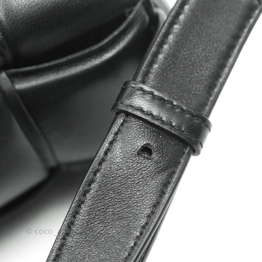 Bottega Veneta Padded Cassette Shoulder Bag - Intrecciato Black Lambskin Leather with Gold Hardware | Luxury Crossbody Purse for Women, Perfect for Date Night & Evening Events