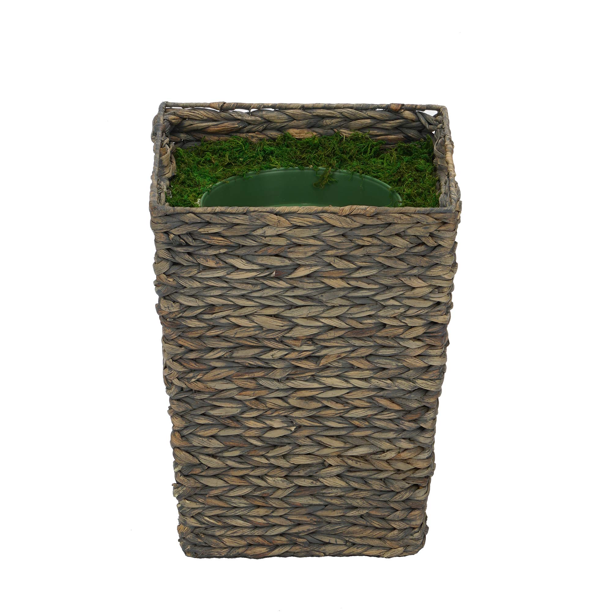 Large Tapered Water Hyacinth Basket Planter - Grey Wash House of Silk Flowers - Perfect for Indoor Plants, Home Decor & Boho Style Interiors