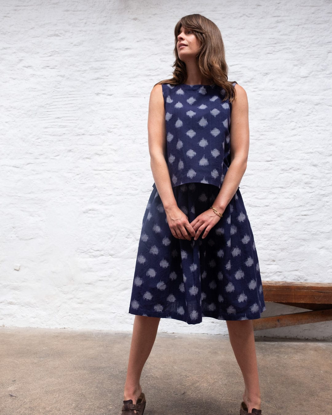 Jordan Women's Cotton Casual Skirt | Indigo Dot Print | Comfortable Summer Skirt for Women | Perfect for Beach, Vacation & Everyday Wear