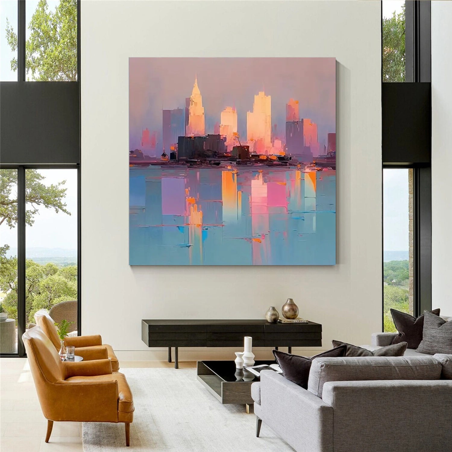 Abstract Urban Landscape Painting #UL 033 - Modern Wall Art for Living Room, Bedroom & Office Decor