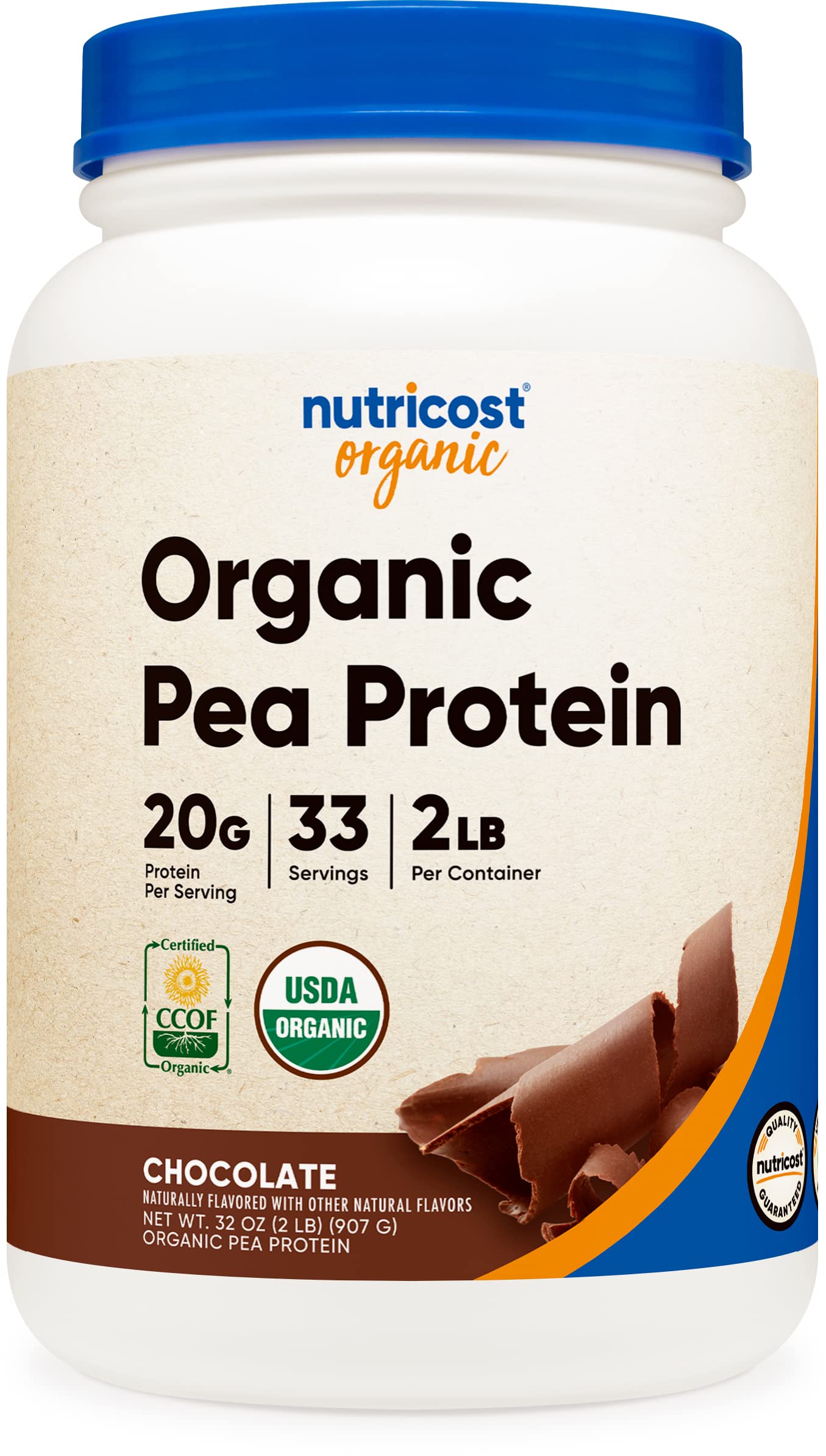 Nutricost Organic Pea Protein Powder - Chocolate Flavor, 2lb | USDA Certified Organic, Plant-Based Vegan Protein, Gluten Free & Non-GMO | Perfect for Smoothies, Baking & Post-Workout Recovery