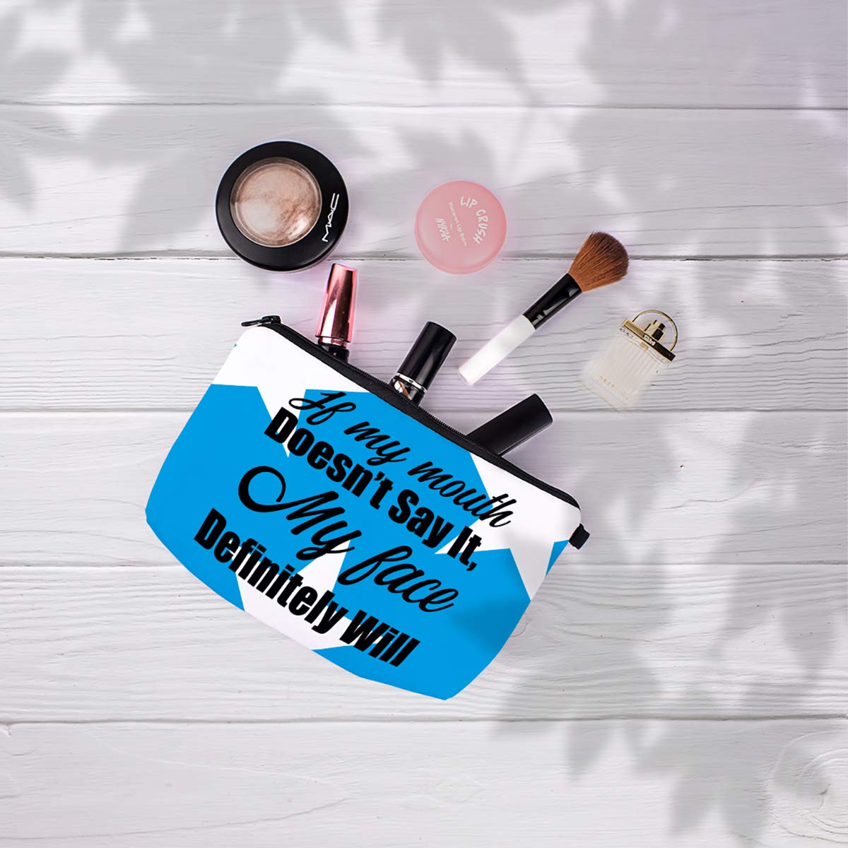 Crazyify Funny Quote Makeup Bag for Women - Canvas Cosmetic Pouch with Zipper, Travel Toiletry Organizer & Storage Case | Perfect for Daily Makeup, Gym Essentials, Travel Accessories & Gift Ideas
