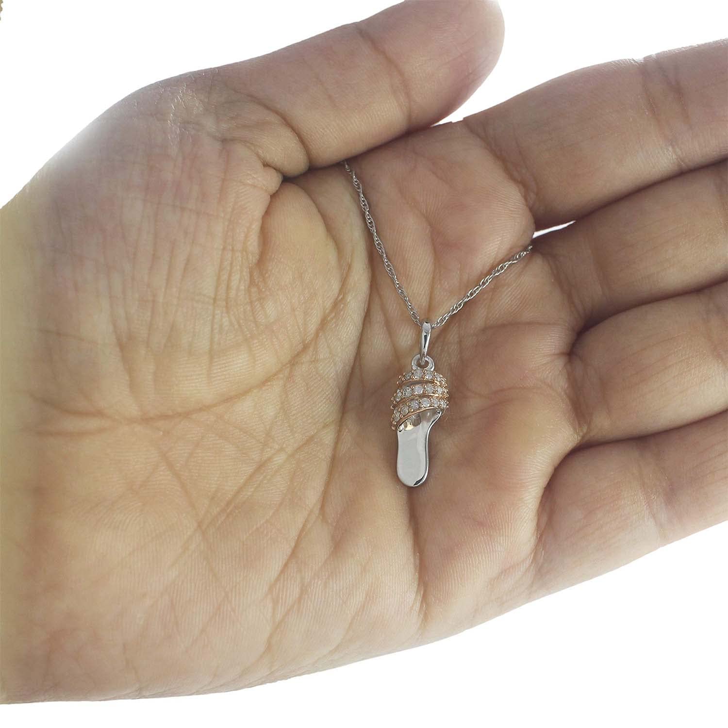 14K Gold Flip Flop Pendant Necklace with Diamond Accents - 18