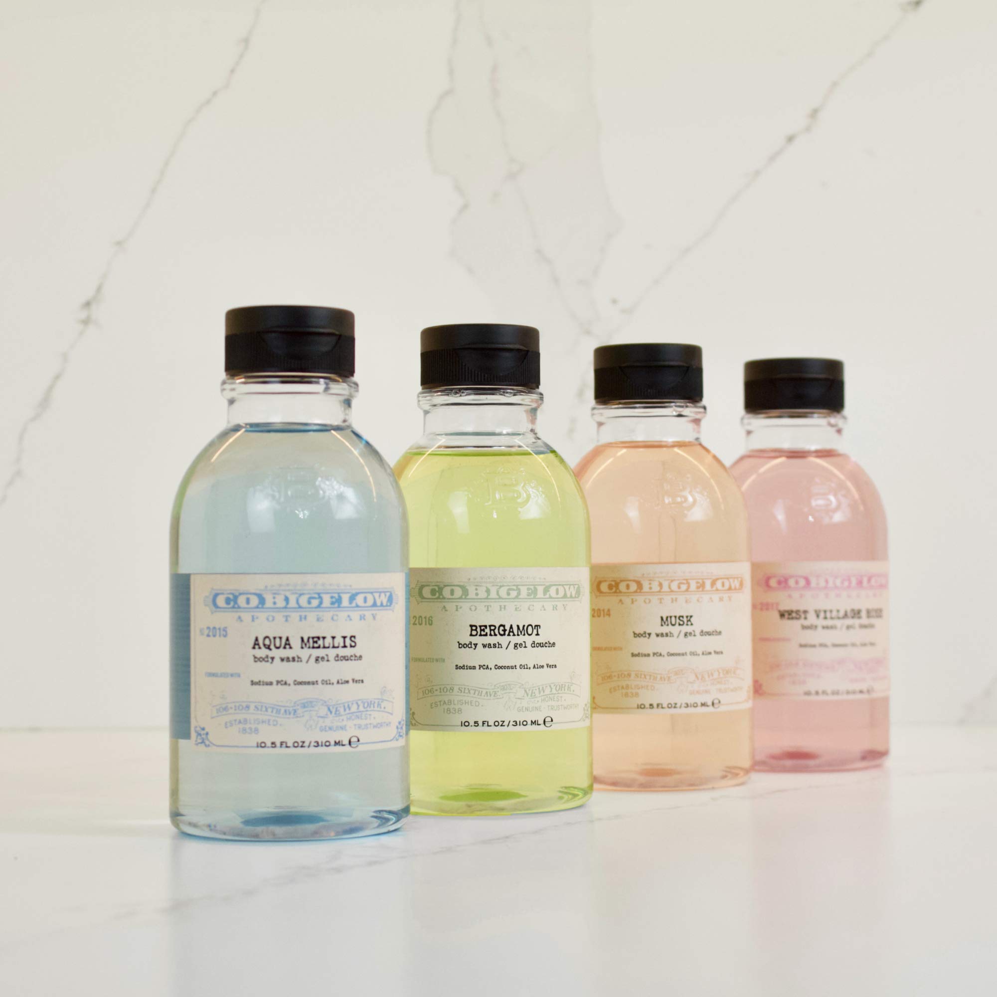 C.O. Bigelow Iconic Collection West Village Rose Body Wash with Sodium PCA, Coconut Oil & Aloe Vera - 10.5 fl oz | Hydrating & Nourishing Shower Gel for Dry Skin | Perfect for Daily Use & Spa-Like Bath Experience