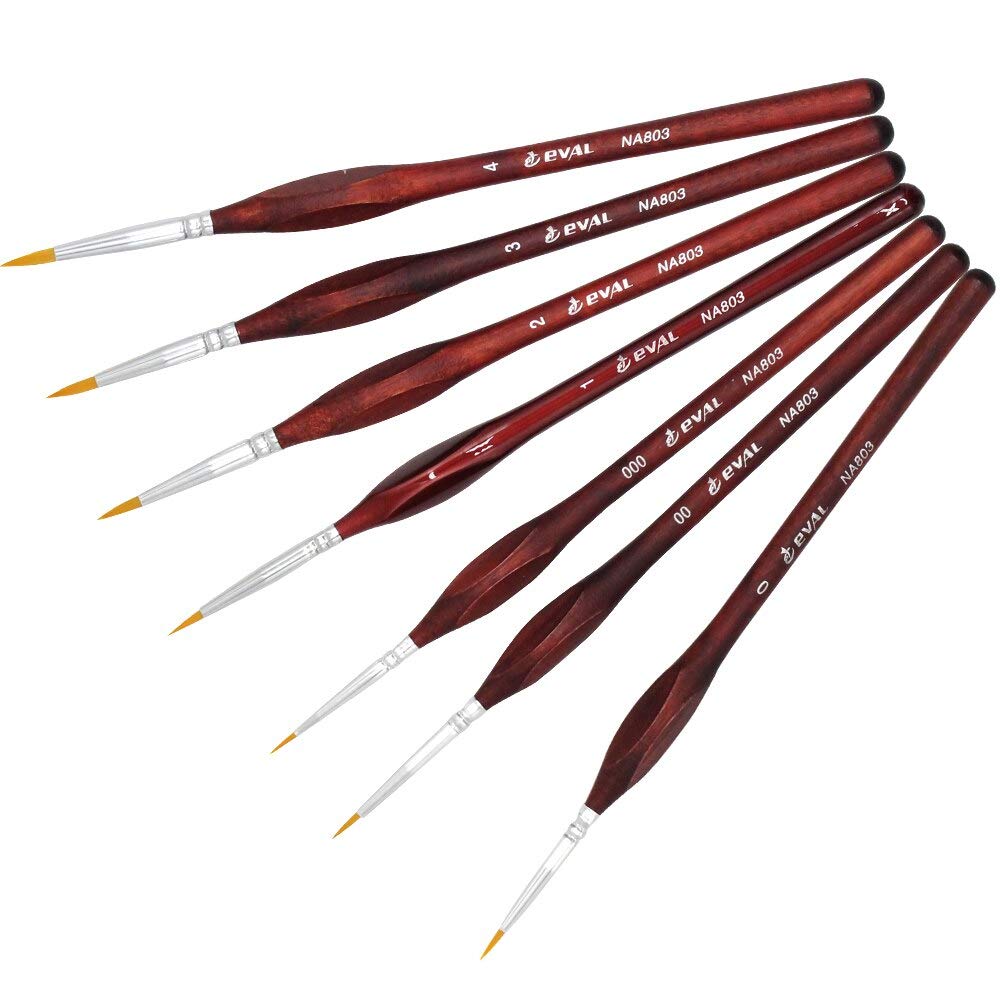 7-Piece Professional Nail Art Brush Set for Miniature Painting, Floral Designs & Liner Details - Gray 000-2 | Perfect for Acrylic Nails, Gel Polish & DIY Nail Art at Home or Salon