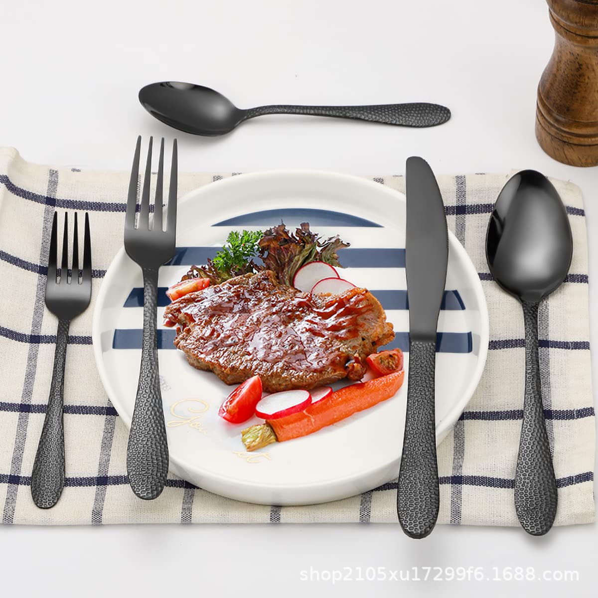25-Piece Stainless Steel Silverware Set with Steak Knives - Food Grade Flatware for 5 People (Spoons, Forks, Knives) - Perfect for Home, Office, Restaurant & Hotel Use - Dishwasher Safe Cutlery Set for Everyday Dining & Entertaining