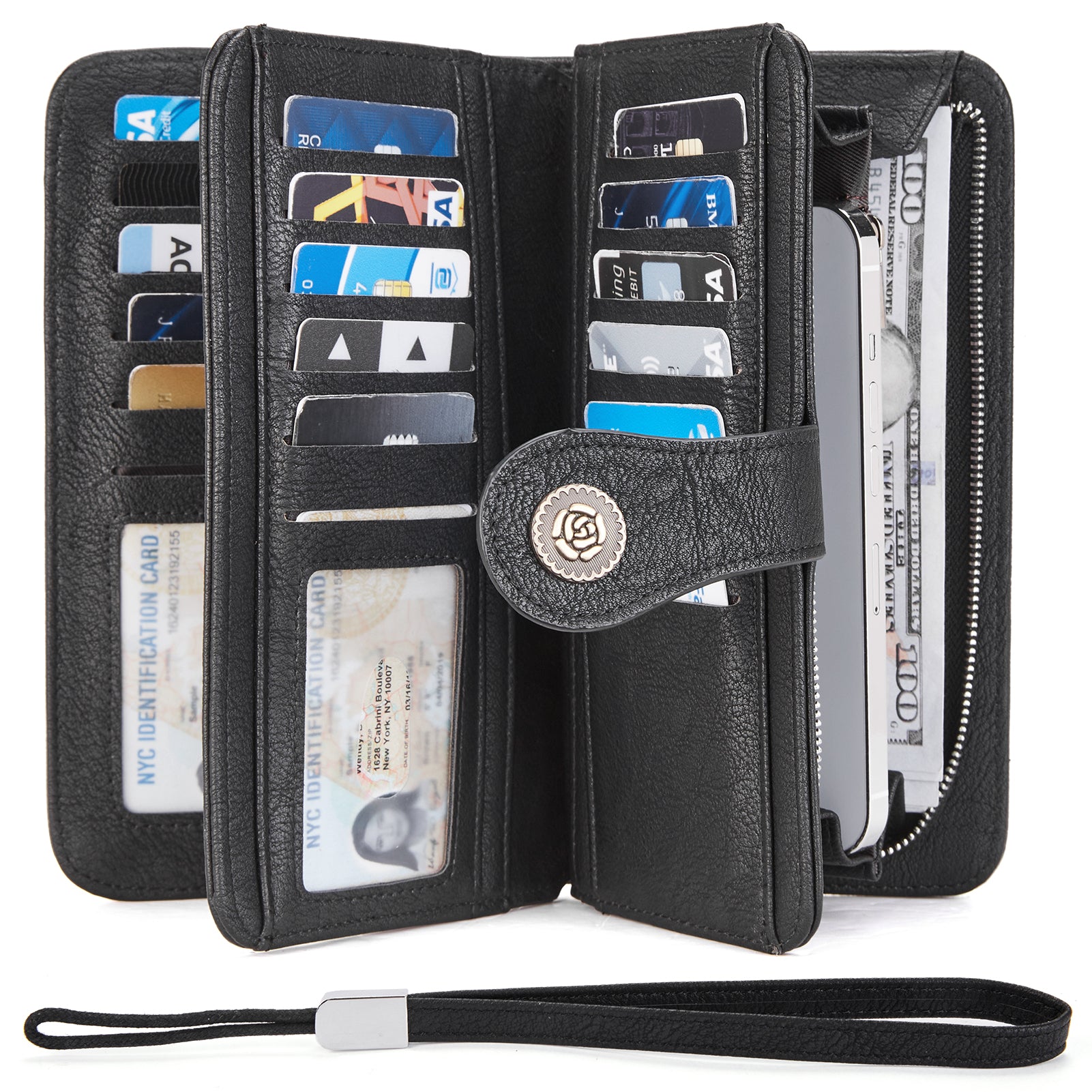 BOSTANTEN Women's Genuine Leather Wallet - Large Capacity RFID Blocking Wristlet Clutch Purse with Credit Card Slots | Perfect for Everyday Use, Travel & Business