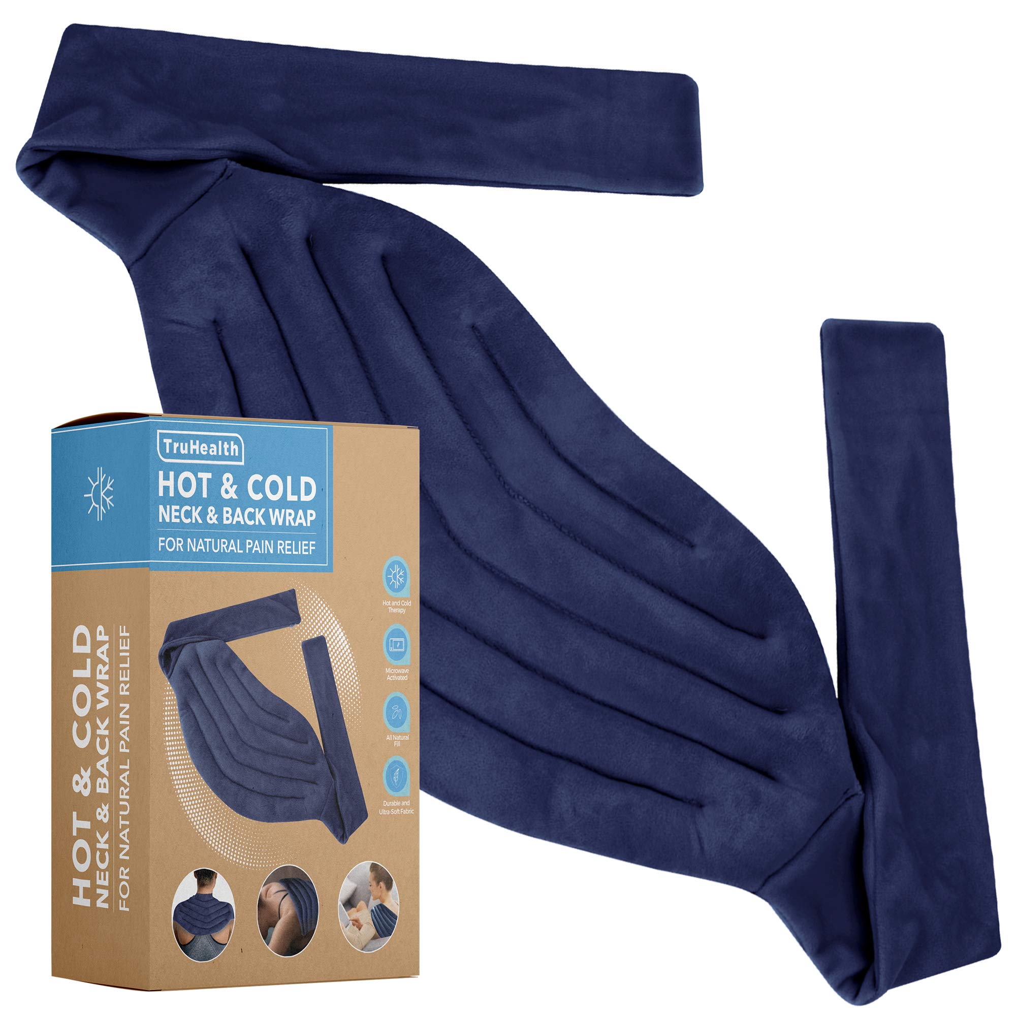 TruHealth Microwavable Heating Pads for Neck & Shoulder Pain Relief - Reusable Hot & Cold Therapy Wrap - Blue Heat Pack for Muscle Relaxation, Arthritis, and Period Cramps - Perfect for Home, Office, and Travel Use