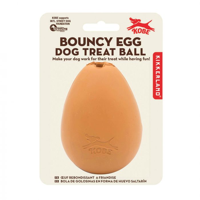 Kikkerland Kobe Bouncy Egg Dog Treat Ball - Interactive Pet Toy for Dogs, Fun Chew Toy with Treat Dispenser - Perfect for Training, Playtime & Mental Stimulation