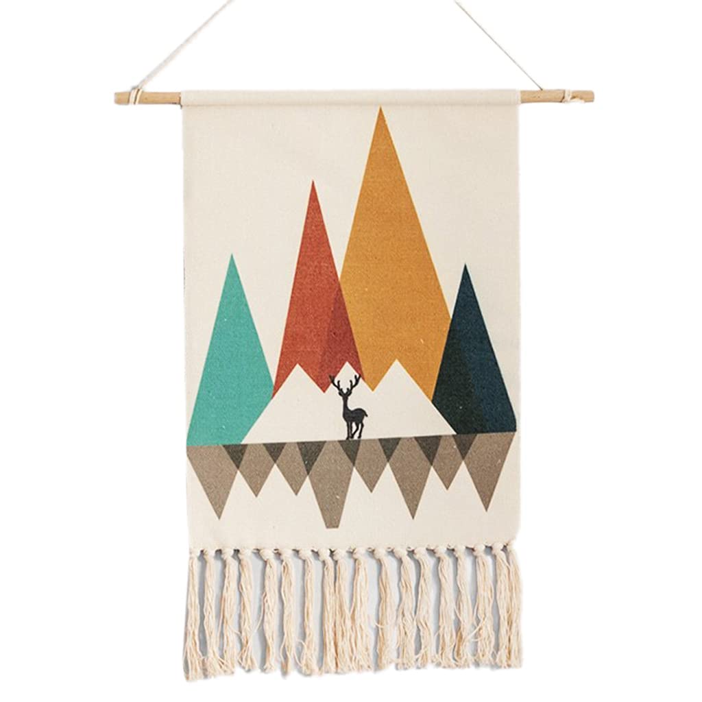 Handmade Macrame Wall Hanging Tapestry - Boho Cotton Woven Geometric Wall Art for Living Room, Bedroom Decor | Home Decoration Background Cloth with Tassels