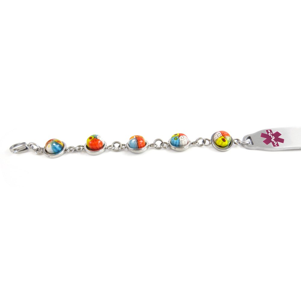 Custom Blood Thinners Medical Bracelet - Millefiori Glass for Emergency ID