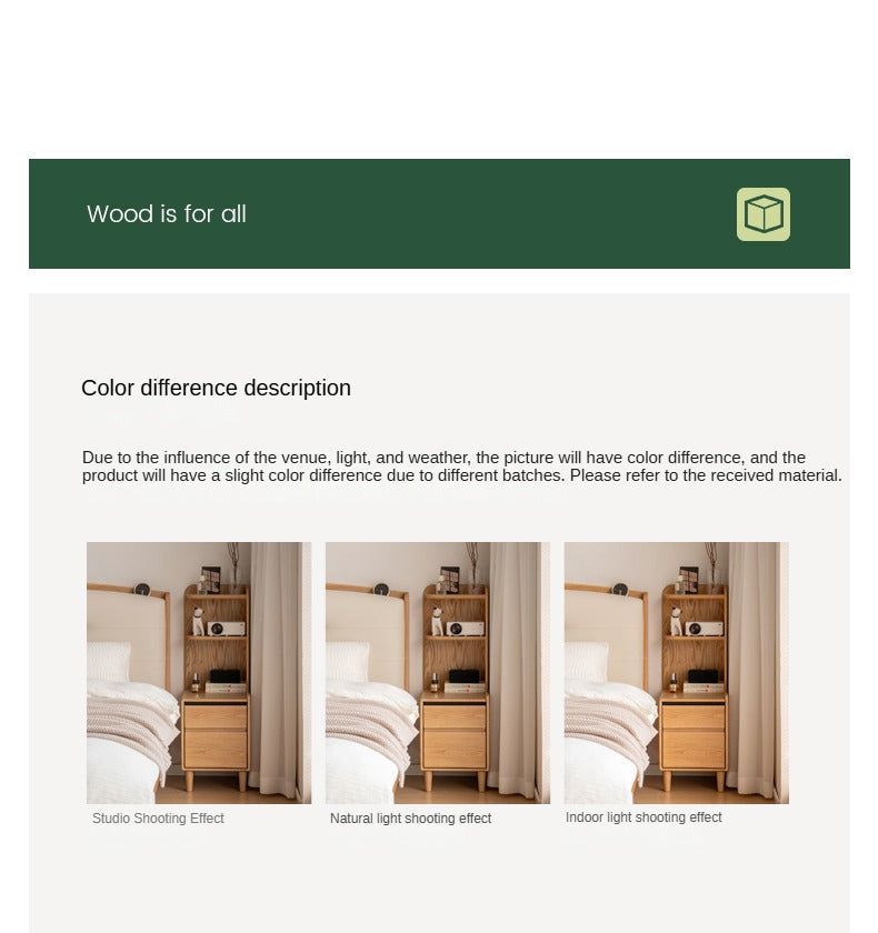 Modern Oak Solid Wood Nightstand - Bedside Table with Drawer for Bedroom Furniture - Perfect for Home Decor, Storage & Organization