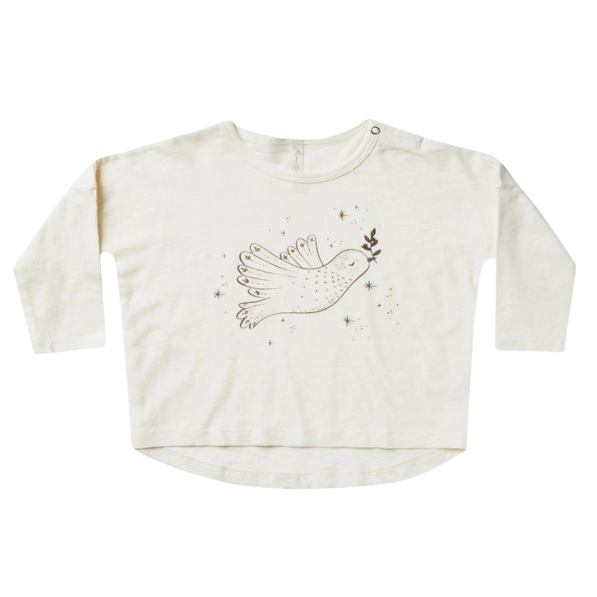 Long Sleeve T-Shirt with Dove Print in Ivory - Soft Cotton Casual Top for Women | Perfect for Everyday Wear, Layering & Fall Outfits