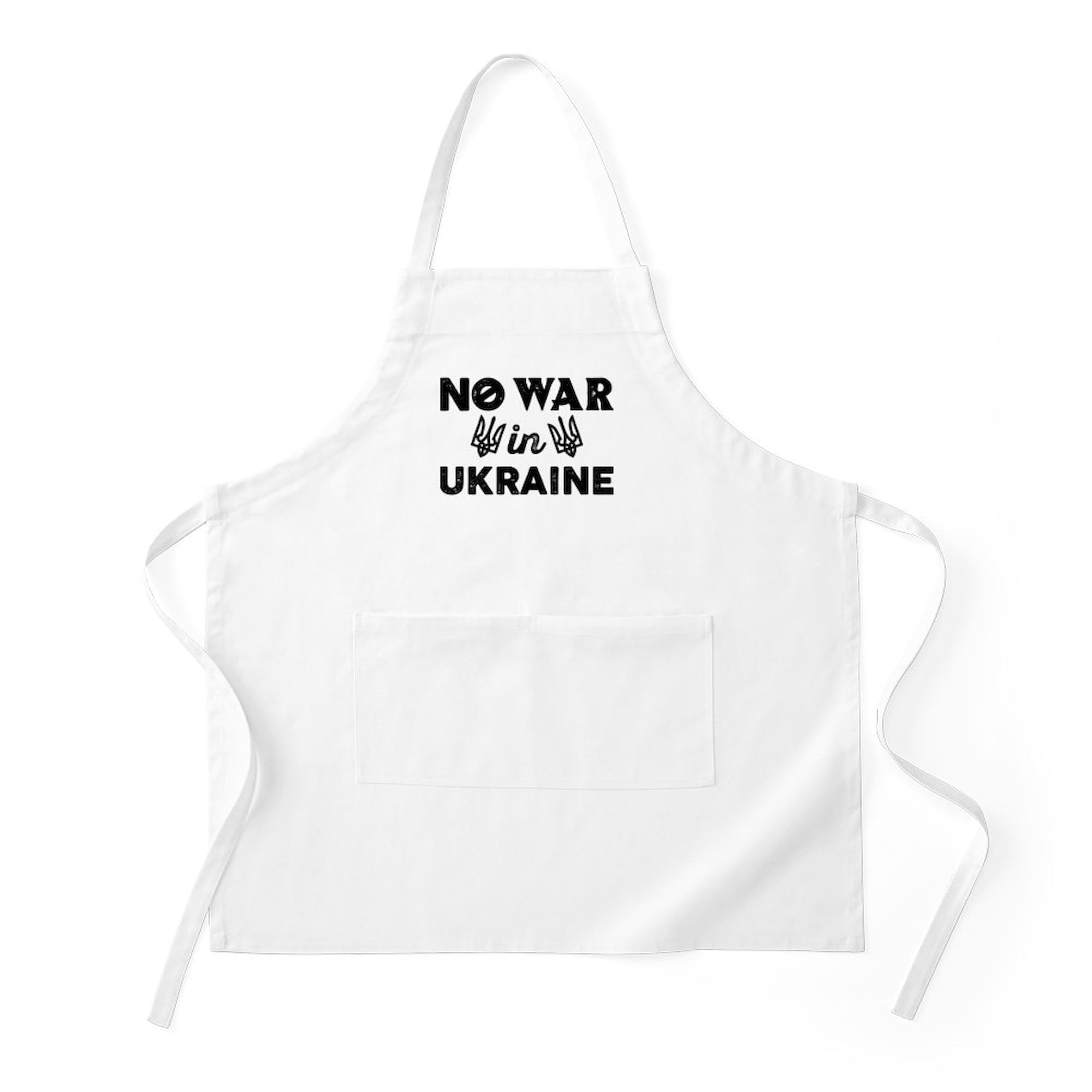 No War In Ukraine Kitchen Apron with Pockets - Adjustable Grilling & Baking Apron for Cooking, BBQ, Hosting - Unisex Adult Apron for Home Chefs & Outdoor Grilling