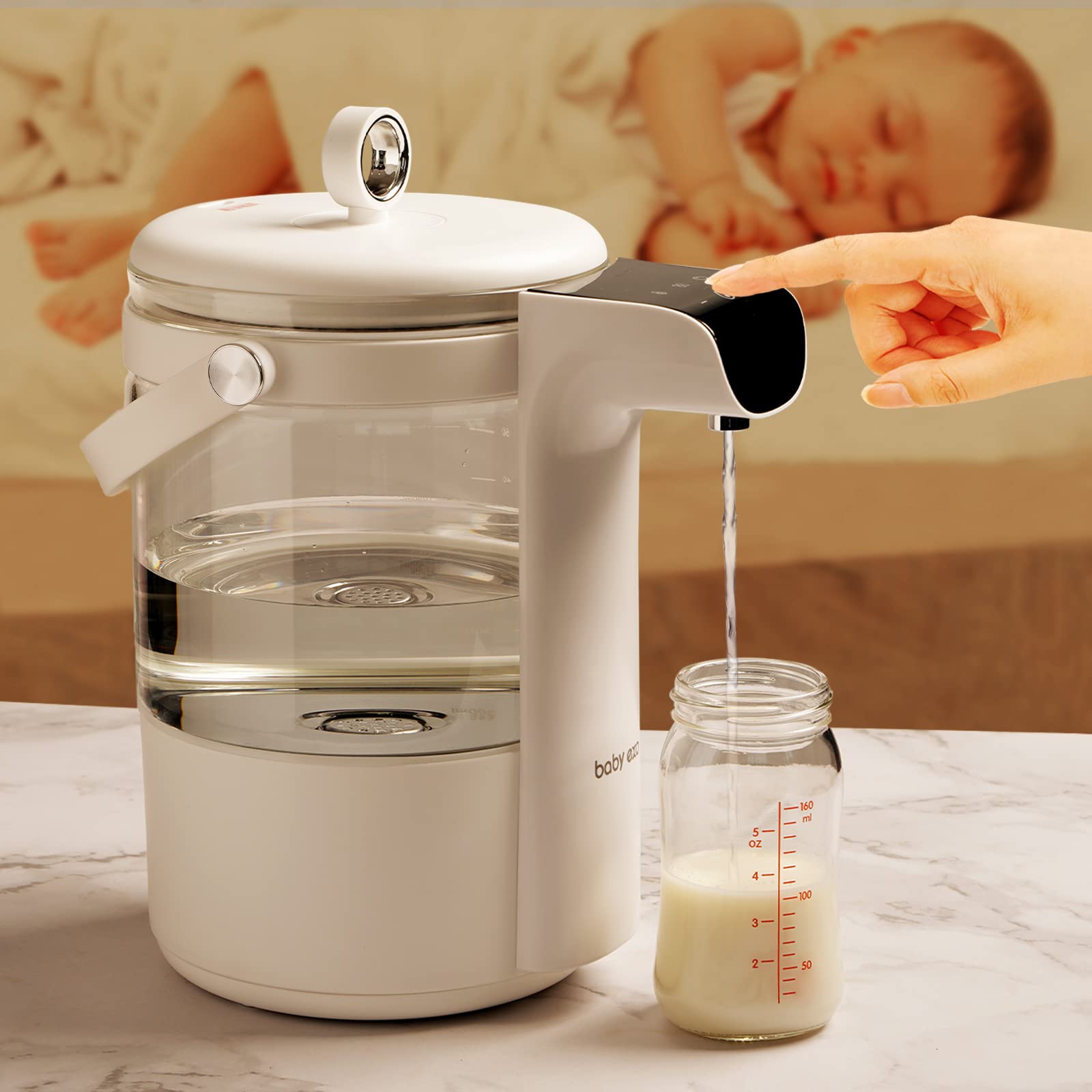 Babyexo Electric Bottle Warmer & Water Dispenser - Fast Formula Heating for Home & Travel