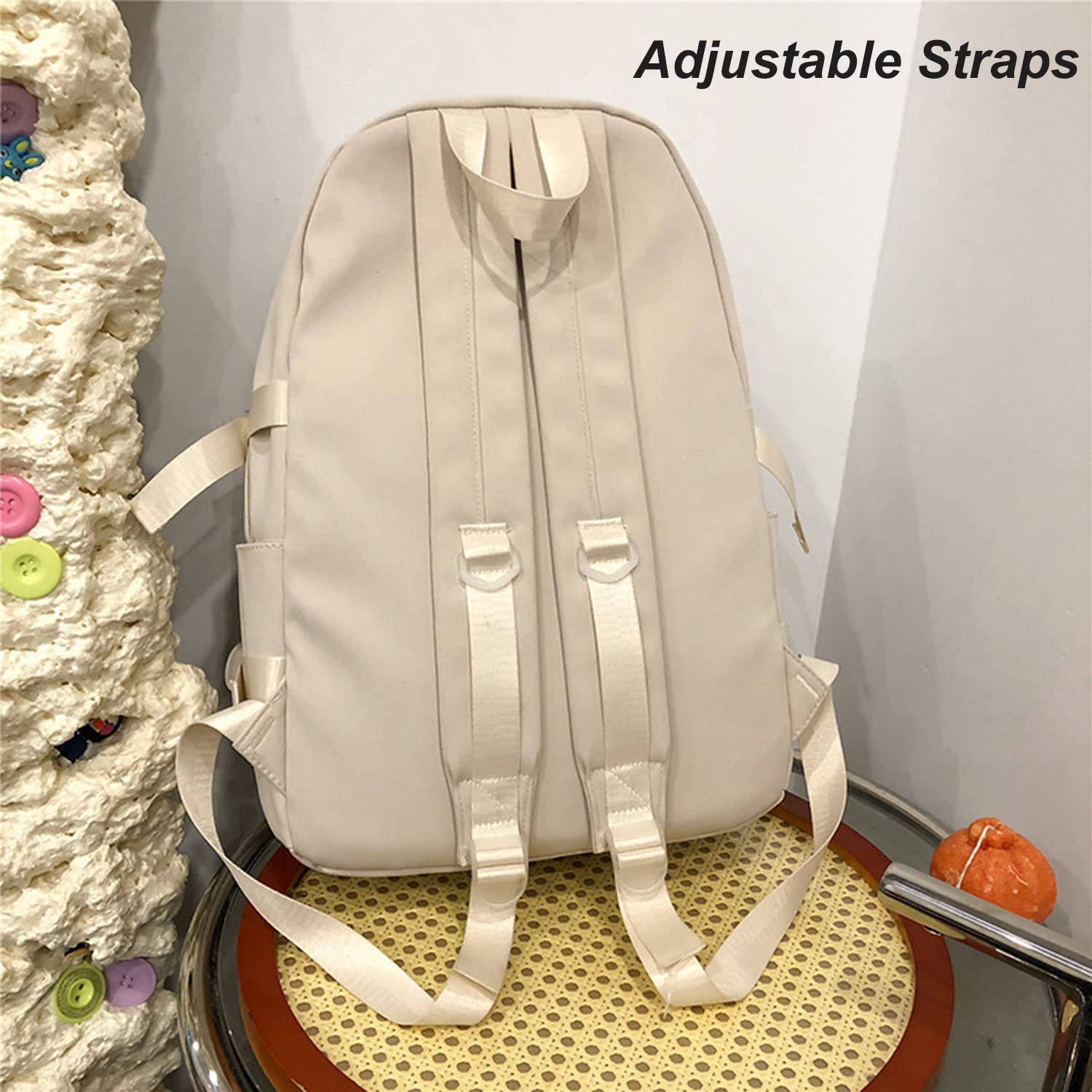 Cute Kawaii Backpack for School - Large Waterproof Aesthetic Backpack with Kawaii Pin & Accessories, Stylish School Bag for Teen Girls (Black) - Perfect for School, Travel & Everyday Use