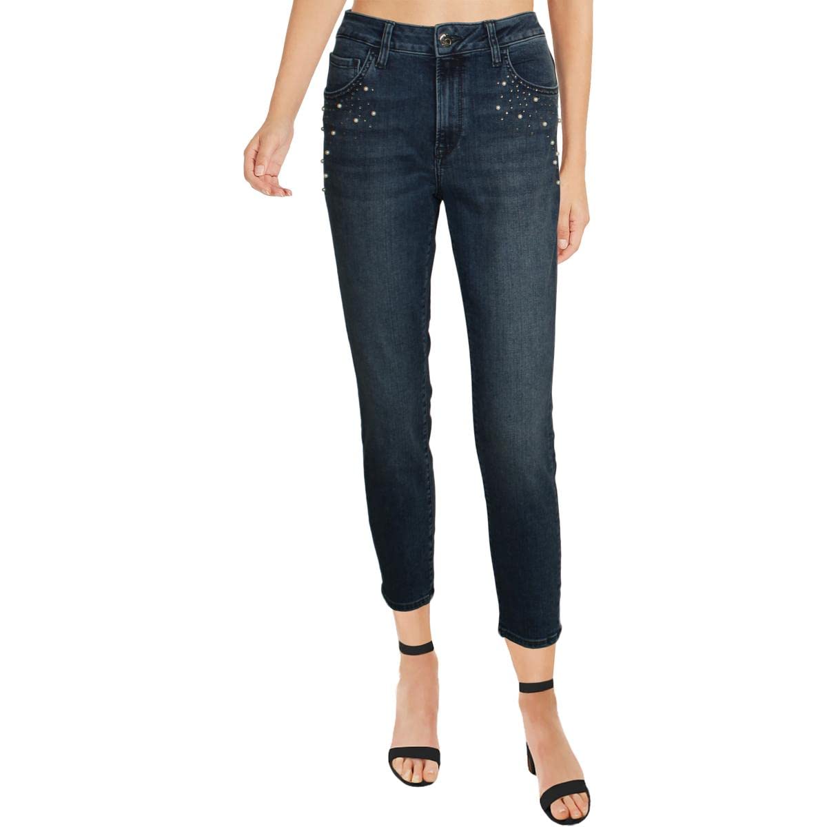 Mavi Tess Women's Dark Wash High Waisted Ankle Crop Skinny Jeans - Slim Fit Stretch Denim Pants for Casual Wear & Night Out