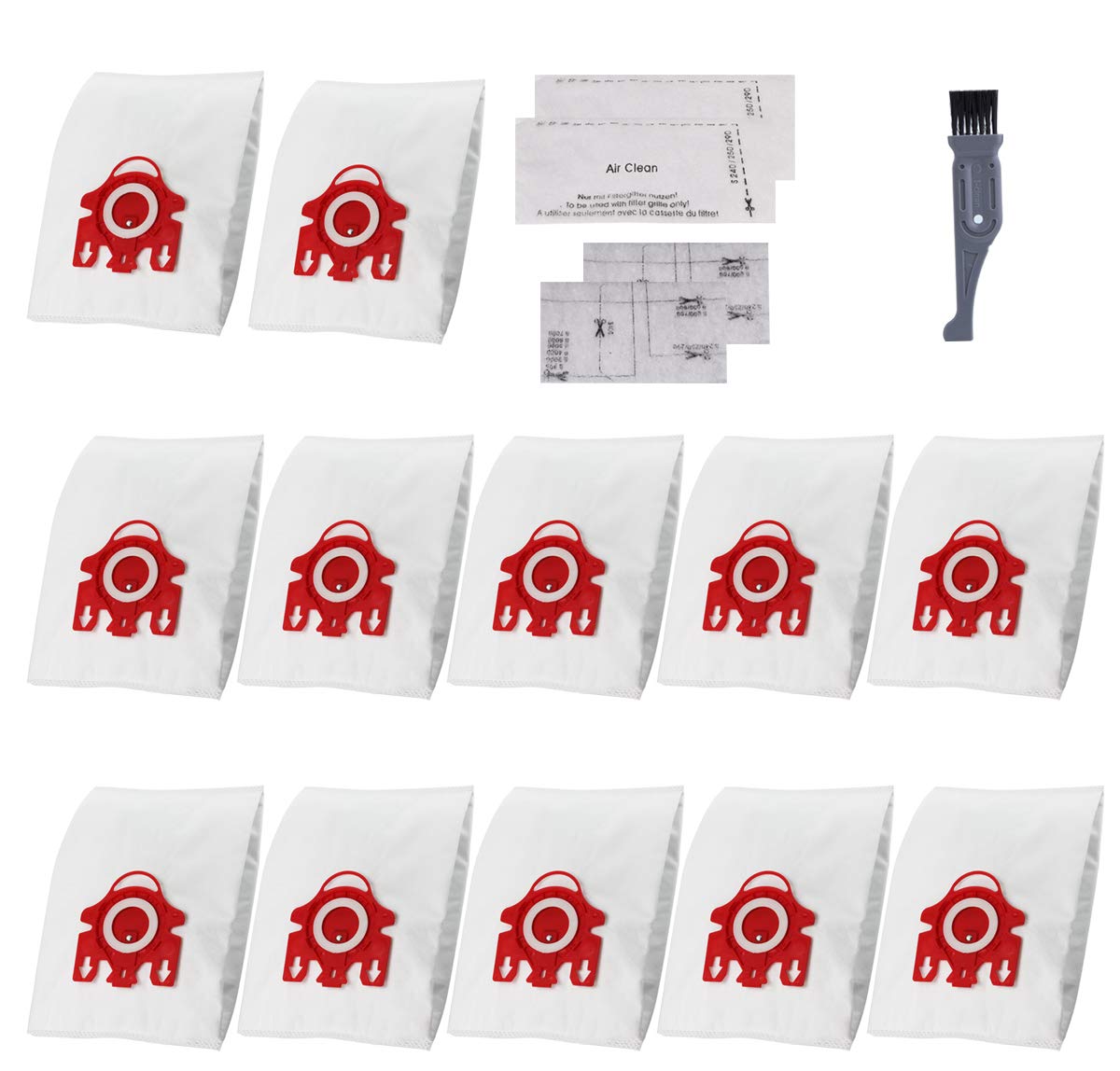 Miele FJM Vacuum Bags 12PCS - Airclean 3D Efficiency Dust Bags with Filters for Deep Cleaning
