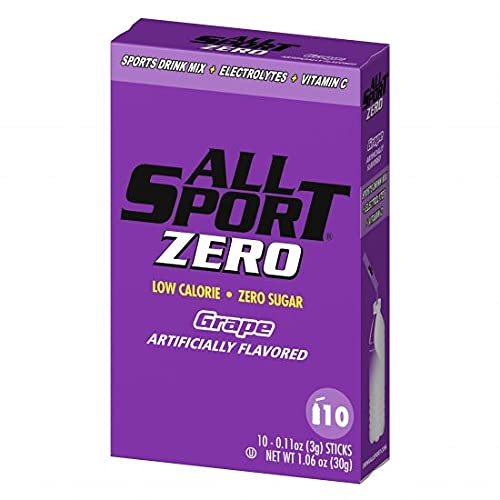 All Sport ZERO Sticks - Low Calorie Sugar Free Electrolyte Sports Drink Mix Powder, Grape Flavor (10 Pack) - Perfect for Gym Workouts, Hiking & Post-Exercise Hydration