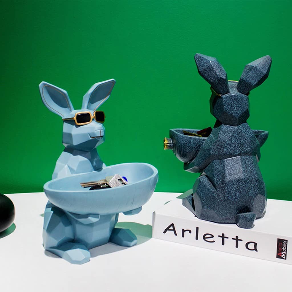 Resin Animal Key Holder & Jewelry Dish - Rabbit Figurine Storage Box for Keys, Earrings, Candy | Creative Home & Office Decor for Living Room, Bedroom, Desk | Perfect Birthday Gift Idea