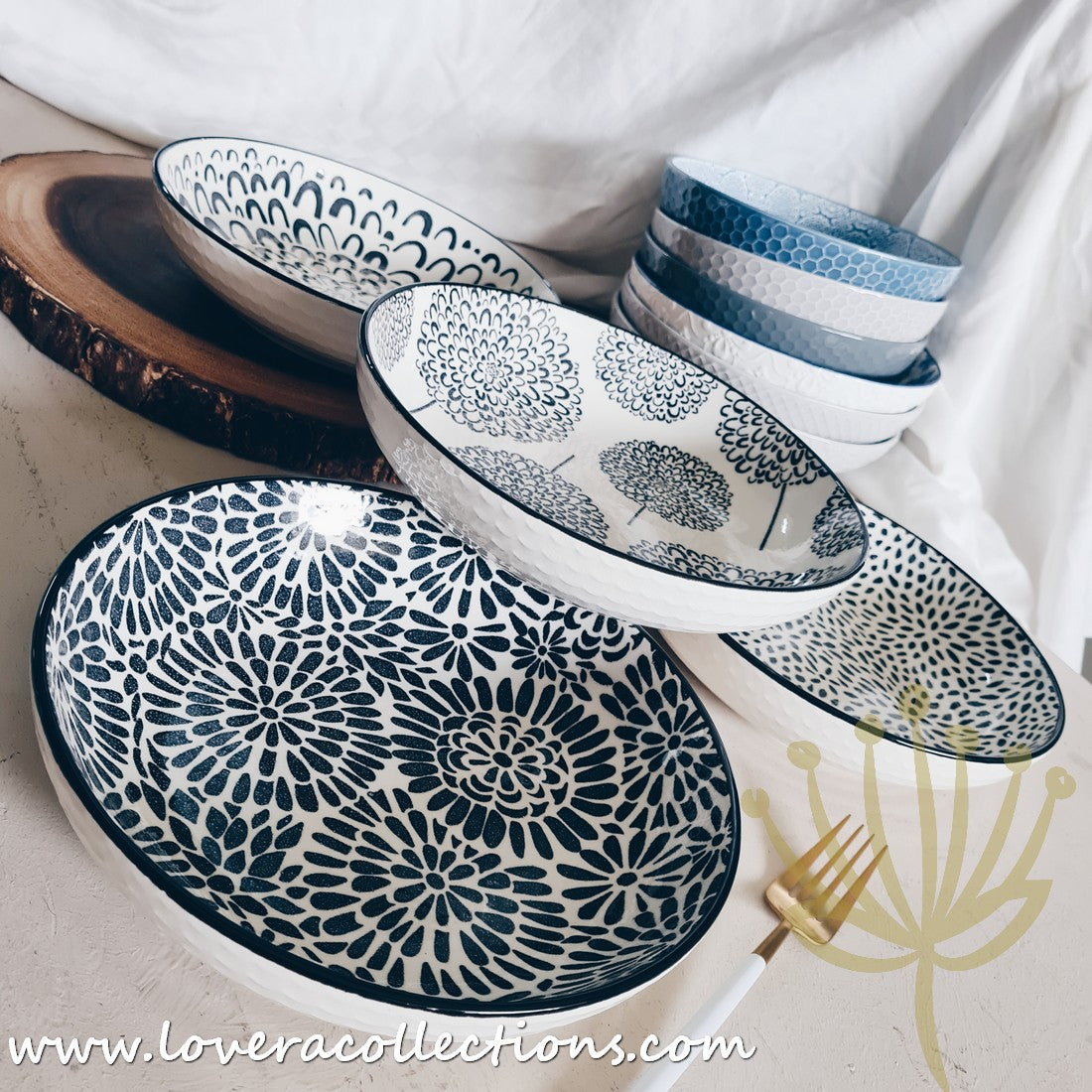 White Waves Assorted Prints Pasta Dish Set - 50% Off + Buy 1 Get 1 Free - Perfect for Dinner Parties & Italian-Themed Decor
