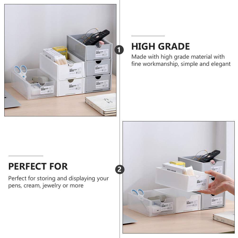 2-Pack Hemoton Stackable Plastic Storage Drawers - White Office Desk Organizer for Jewelry, Stationery & Small Items | Perfect for Home, Office & Craft Room Organization