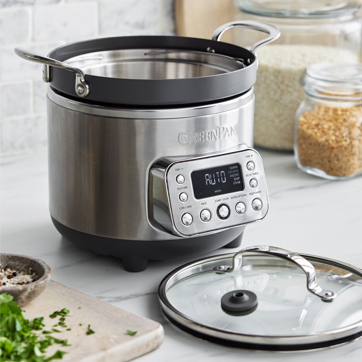 Premium 10-Cup Low Carb Rice Cooker - Stainless Steel Multi-Cooker for Healthy Grains & Rice | Perfect for Keto, Paleo & Diabetic Diets | Ideal for Home, Office & Meal Prep