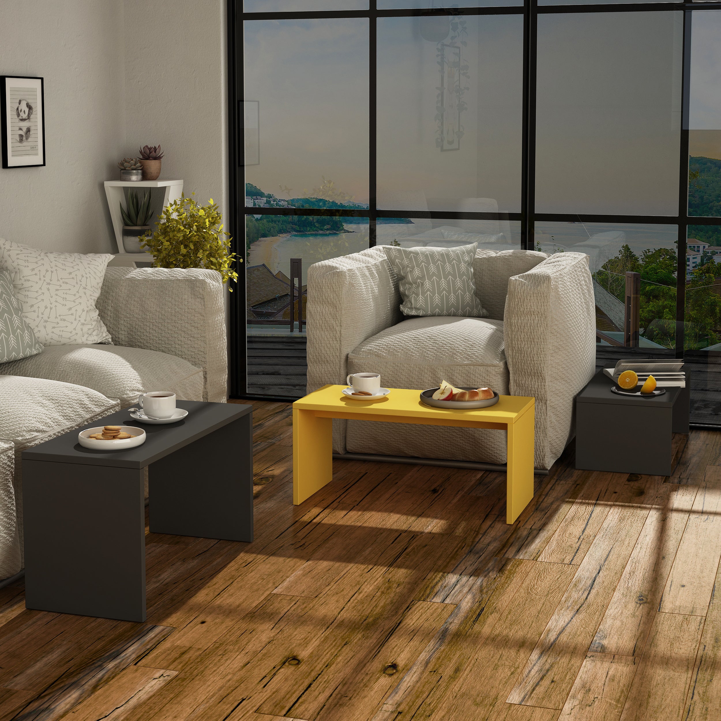 Modern Melrose Coffee Table - Mid-Century Style Living Room Furniture for Small Spaces - Perfect for Home, Office, or Cafe Use