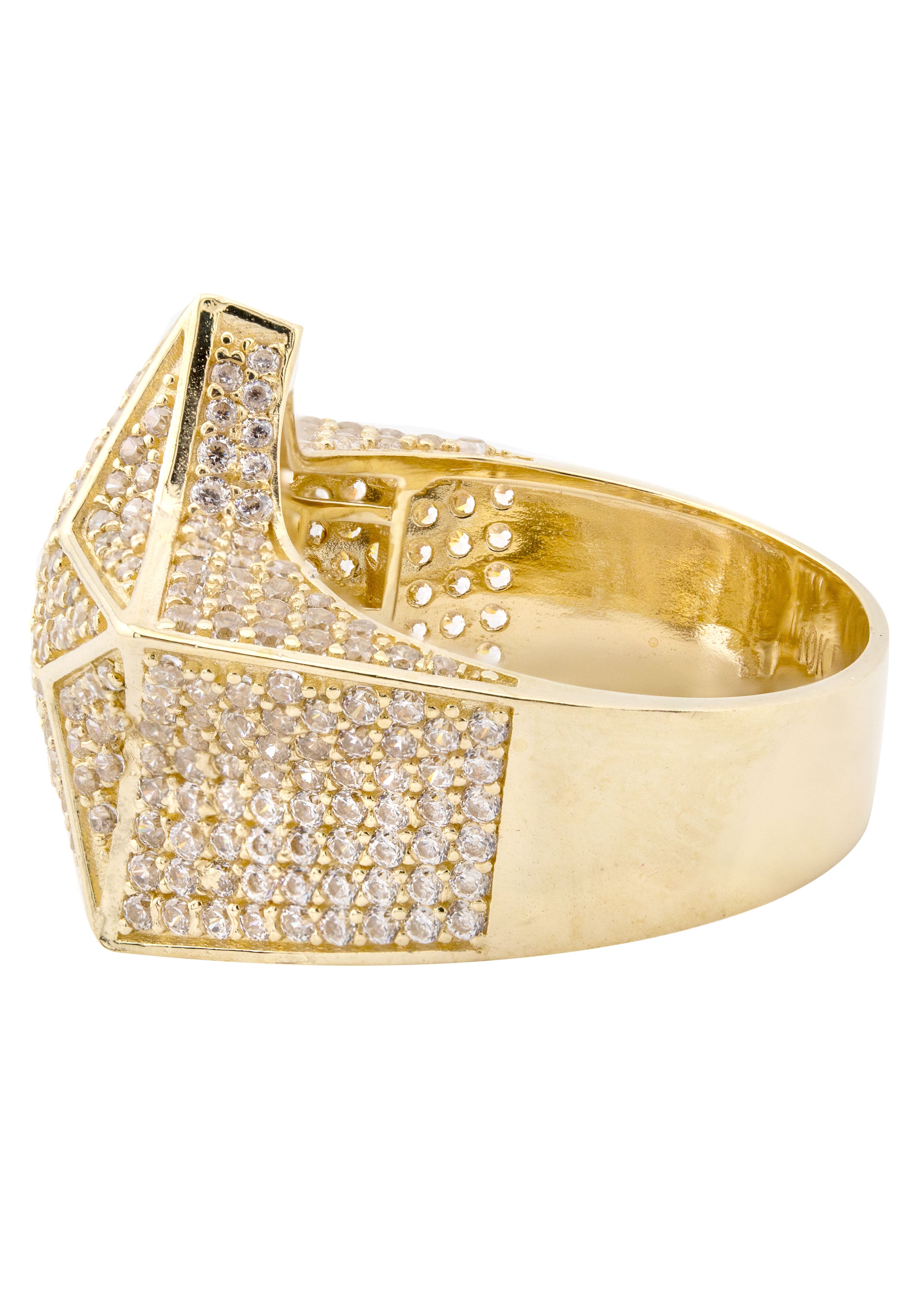 10K Gold Cubic Zirconia Star Ring for Men - 9.3 Grams Heavy Duty Jewelry - Perfect for Gifts, Weddings & Everyday Wear