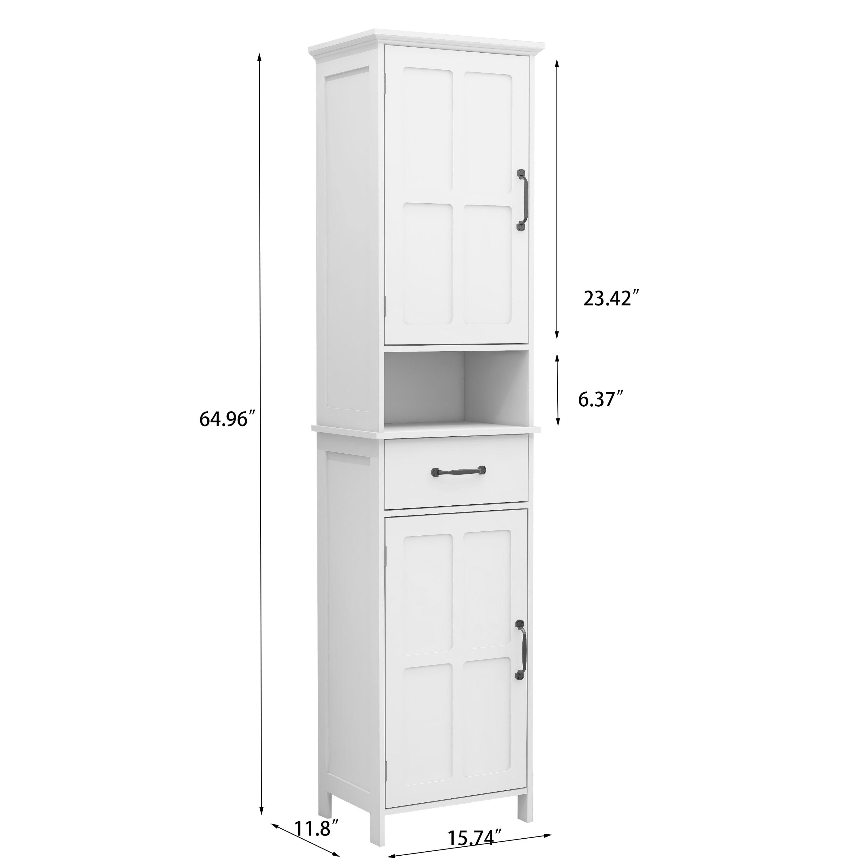 Double Door Narrow Height Slim Floor Standing Cabinet - Space-Saving Storage for Small Rooms & Apartments | Perfect for Bedroom, Living Room & Entryway Organization