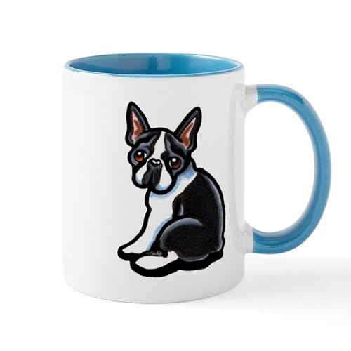 White/Blue Inside - Cute Boston Terrier Mug